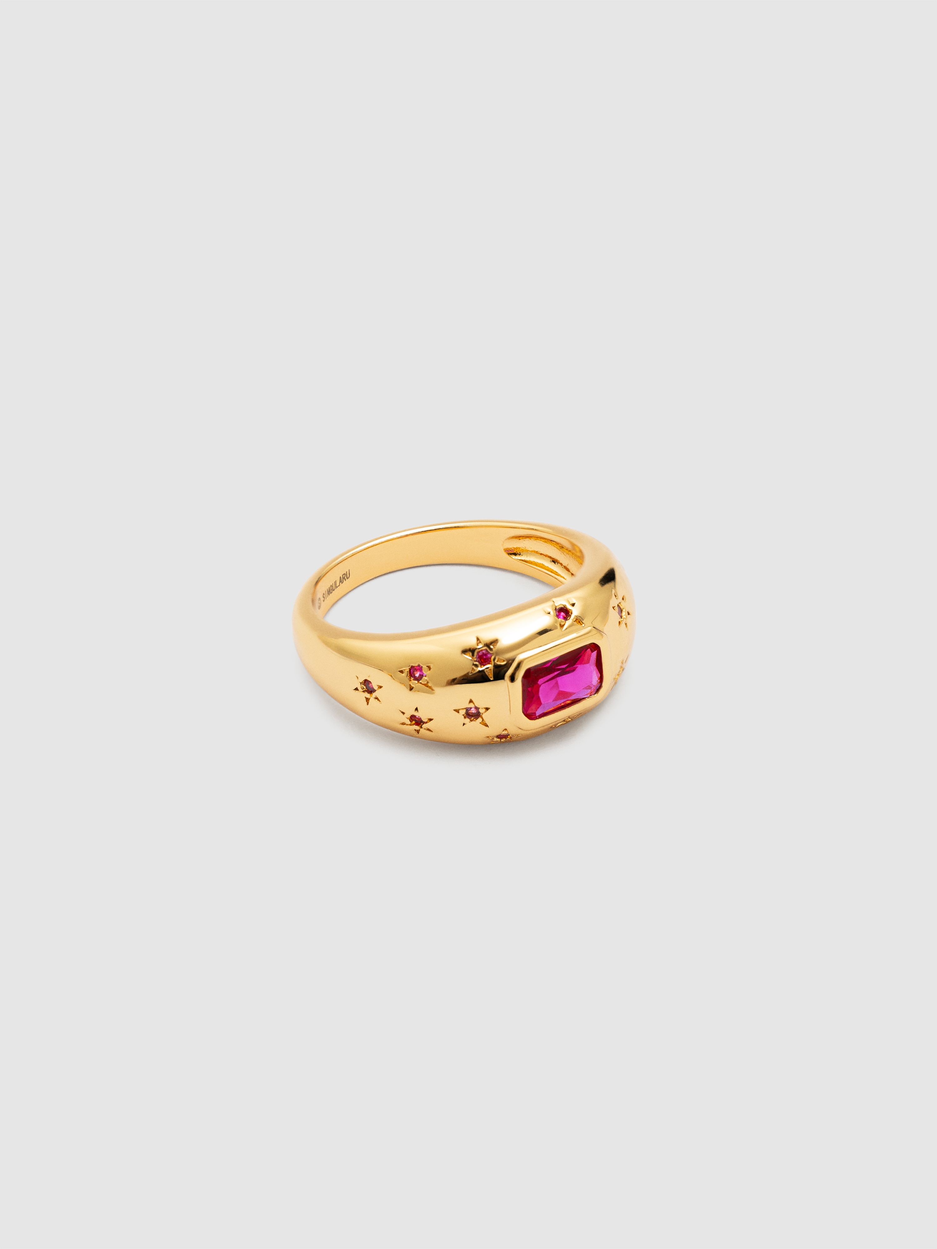Anillo charlotte fucsia de aleación de metales bañado en oro - Singularu - Rosa Rosa-1