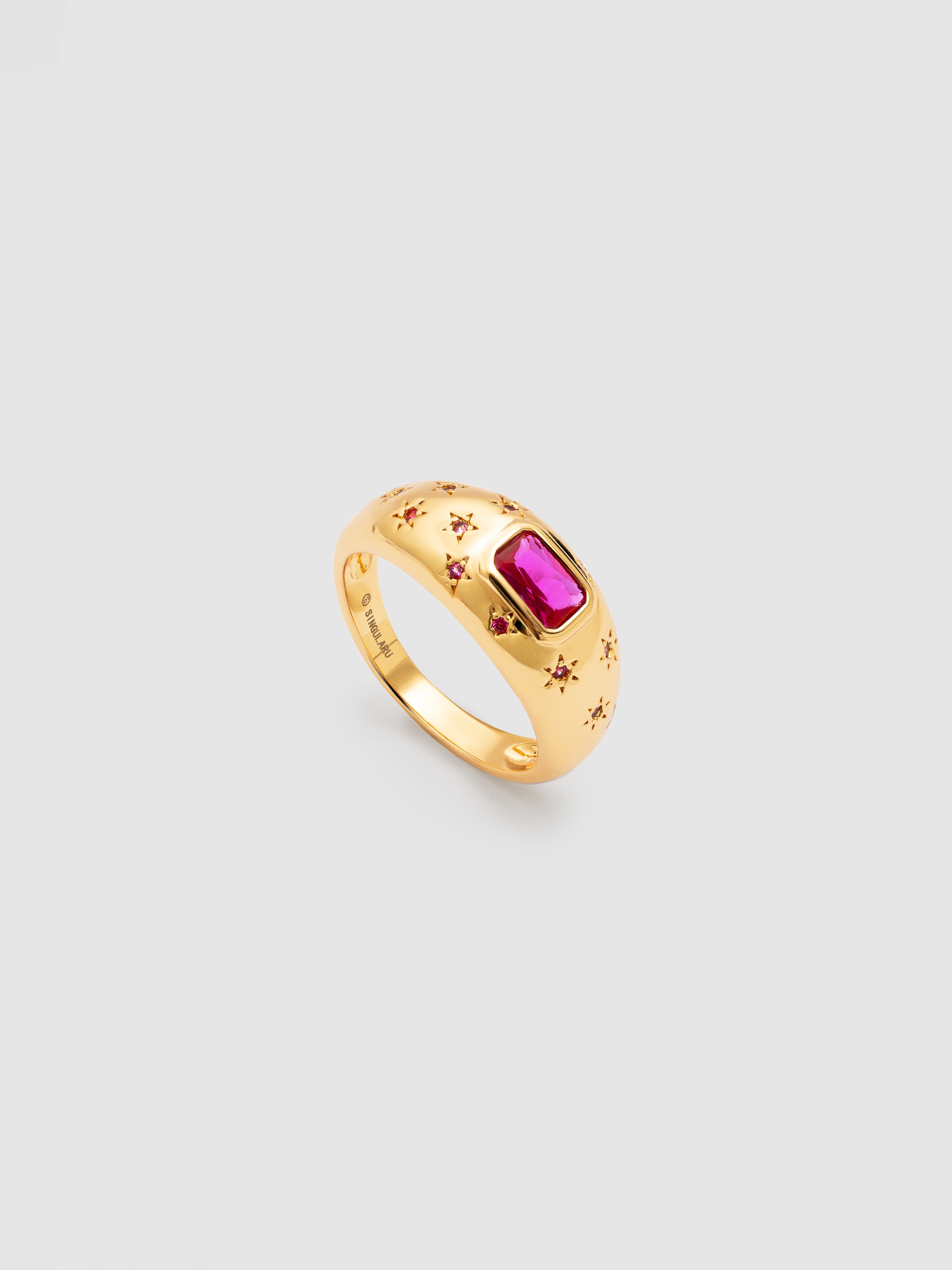 Anillo charlotte fucsia de aleación de metales bañado en oro - Singularu - Rosa Rosa-4