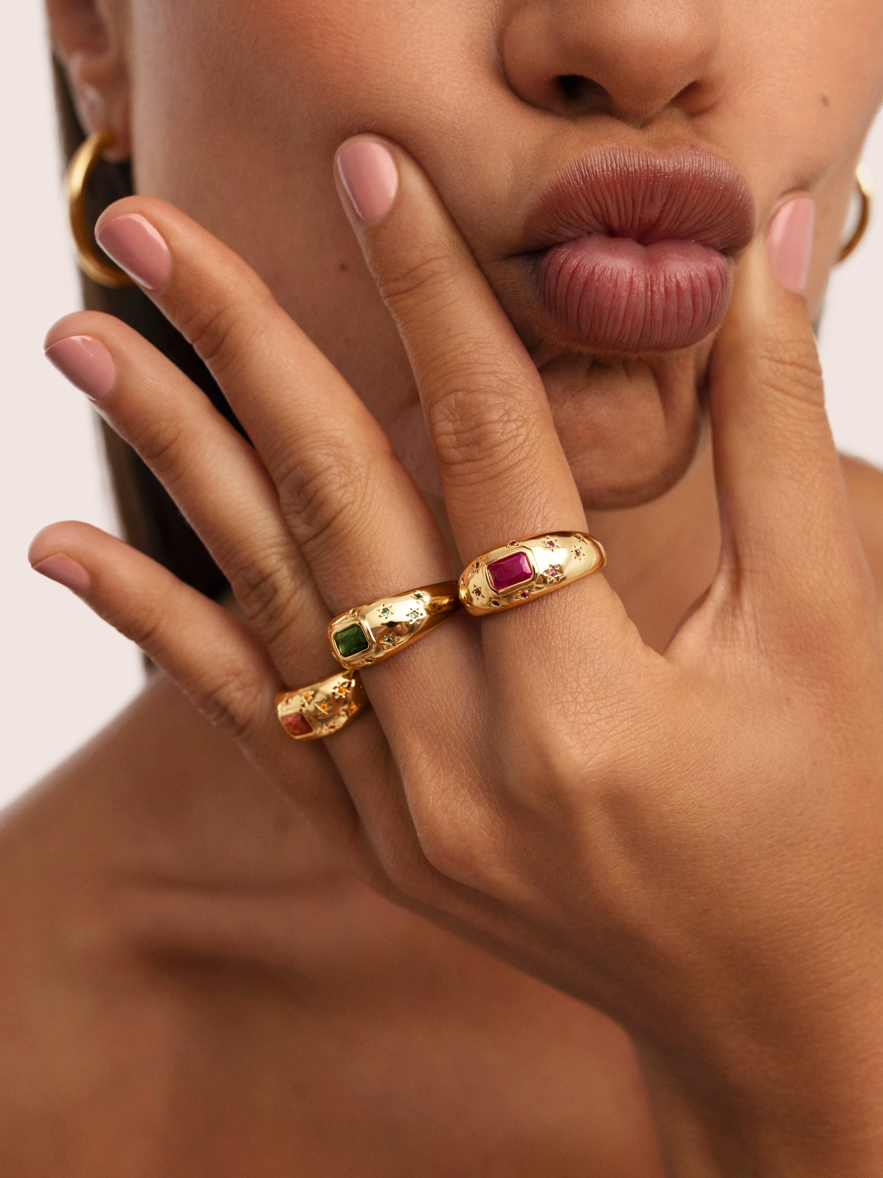 Anillo charlotte fucsia de aleación de metales bañado en oro - Singularu - Rosa Rosa-5
