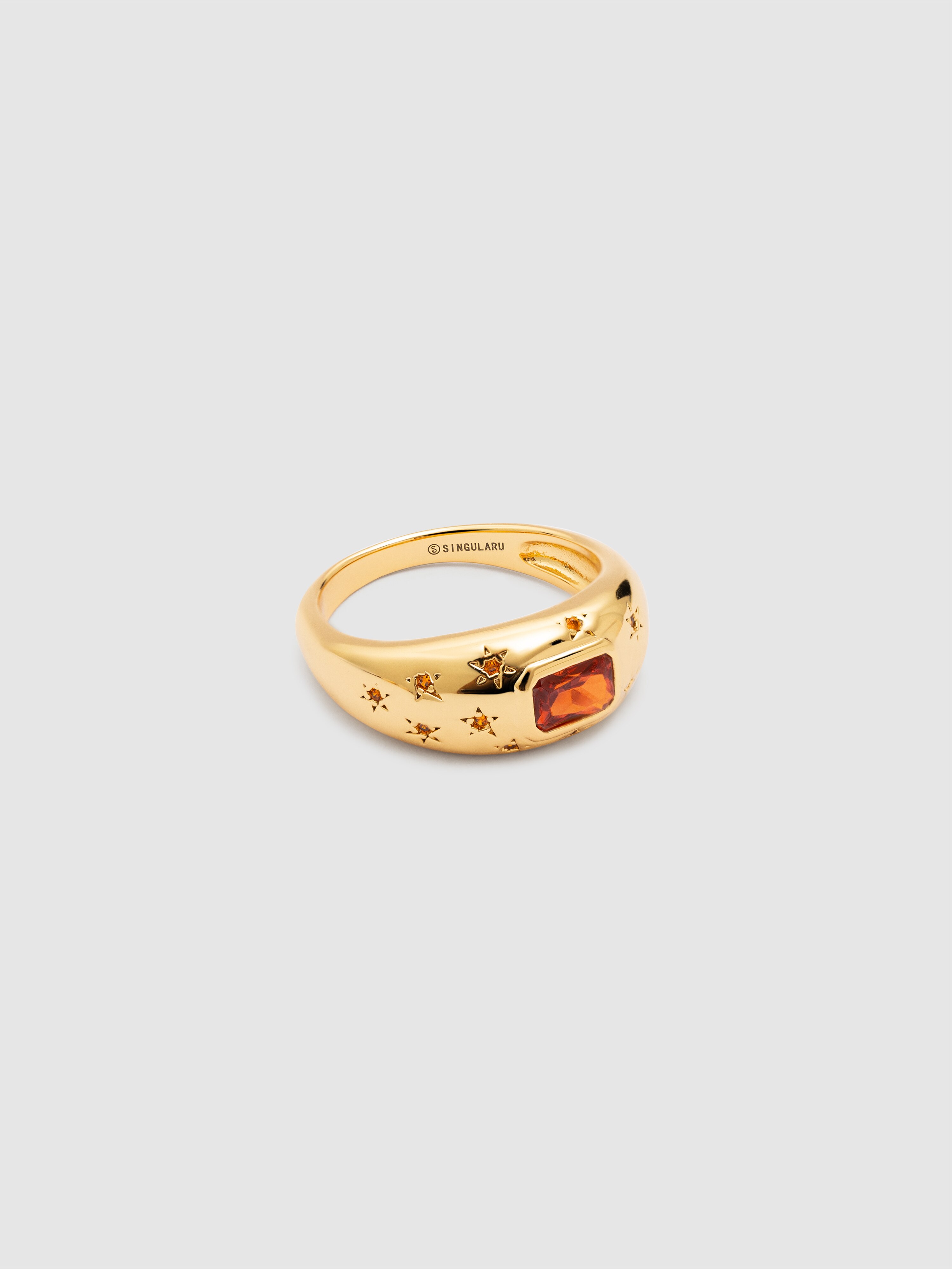 Anillo charlotte naranja de aleación de metales bañado en oro - Singularu - Naranja Naranja-1