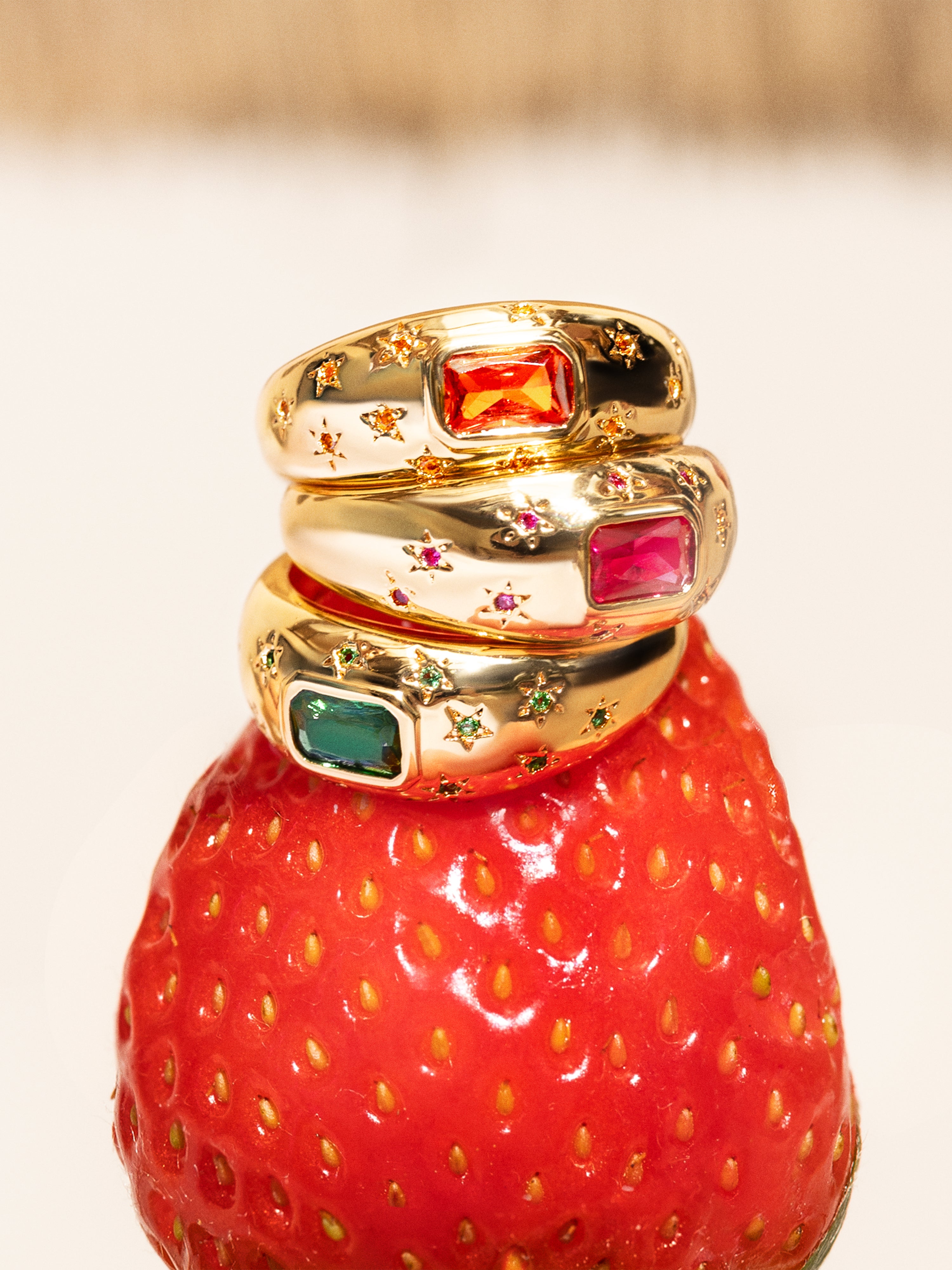 Anillo charlotte naranja de aleación de metales bañado en oro - Singularu - Naranja Naranja-5
