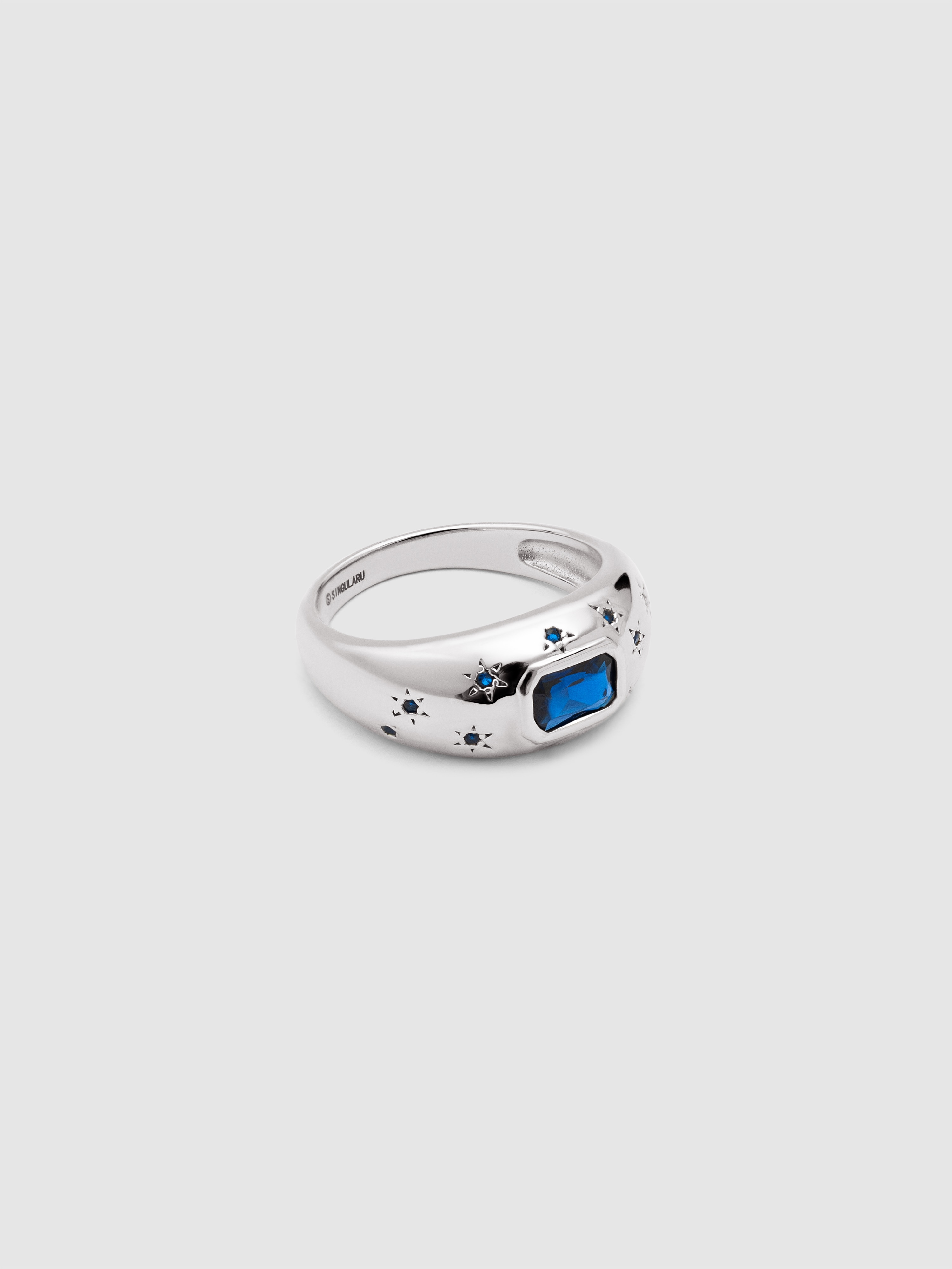 Anillo charlotte azul de aleación de metales bañado en rodio - Singularu - Azul Azul-1