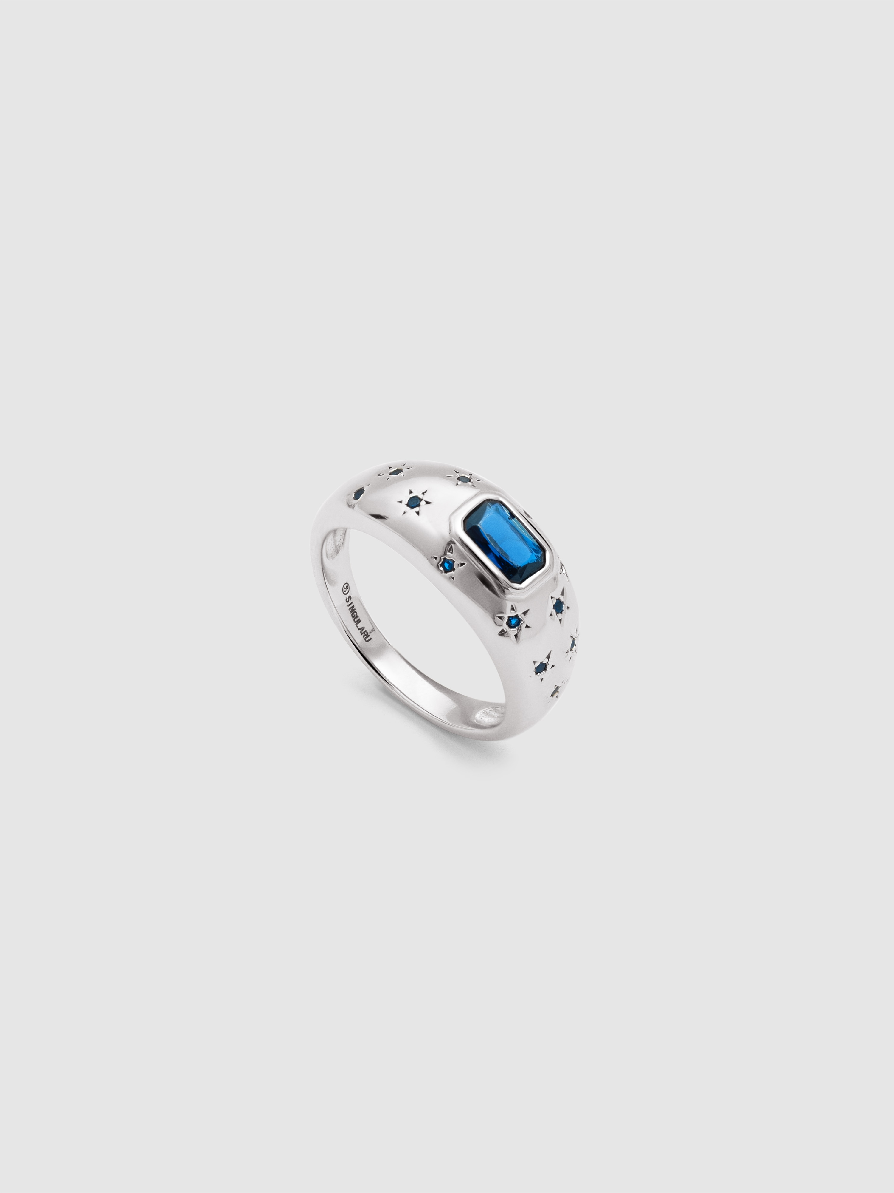 Anillo charlotte azul de aleación de metales bañado en rodio - Singularu - Azul Azul-3