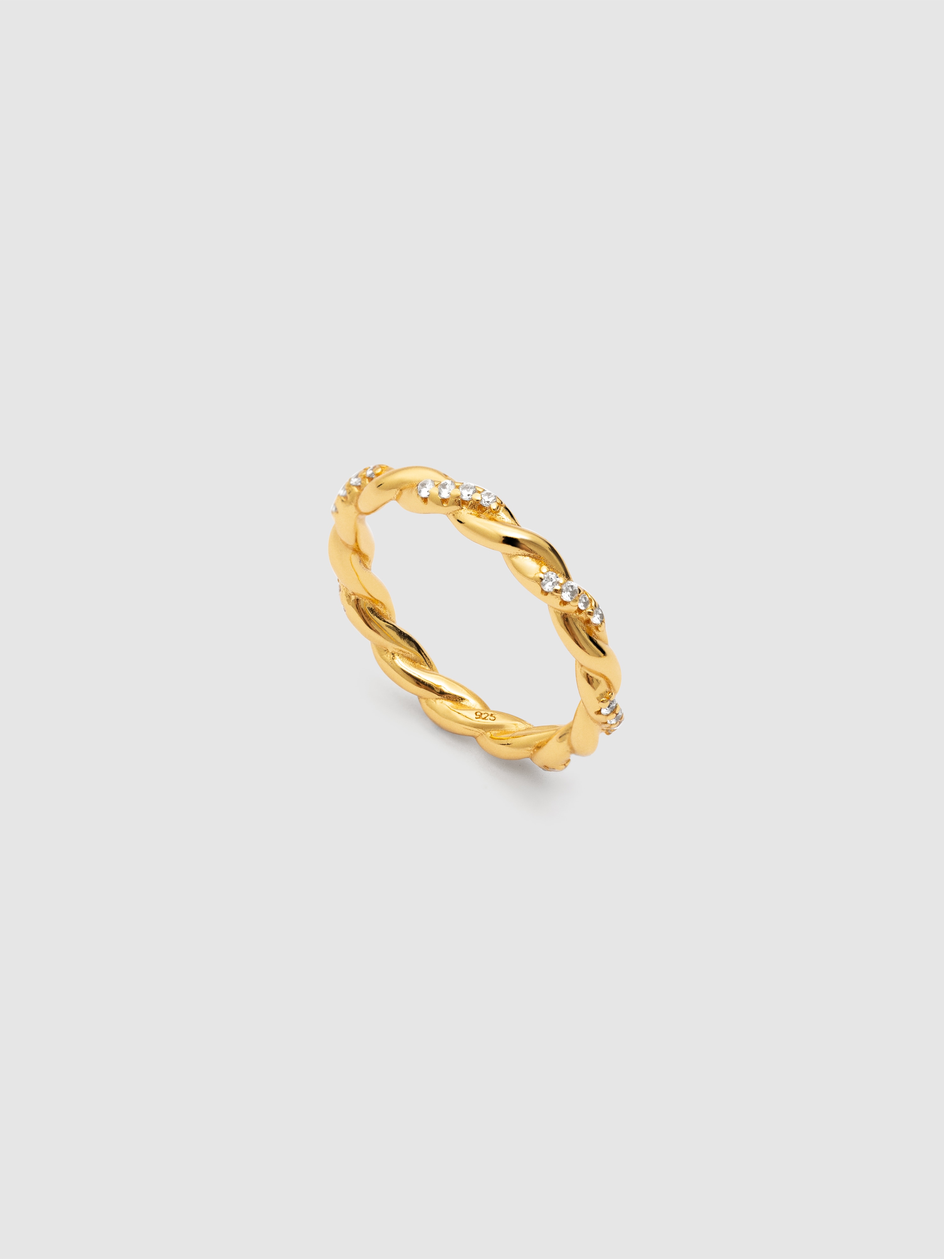 Anillo tressia de plata bañada en oro - Singularu - Dorado Dorado-3