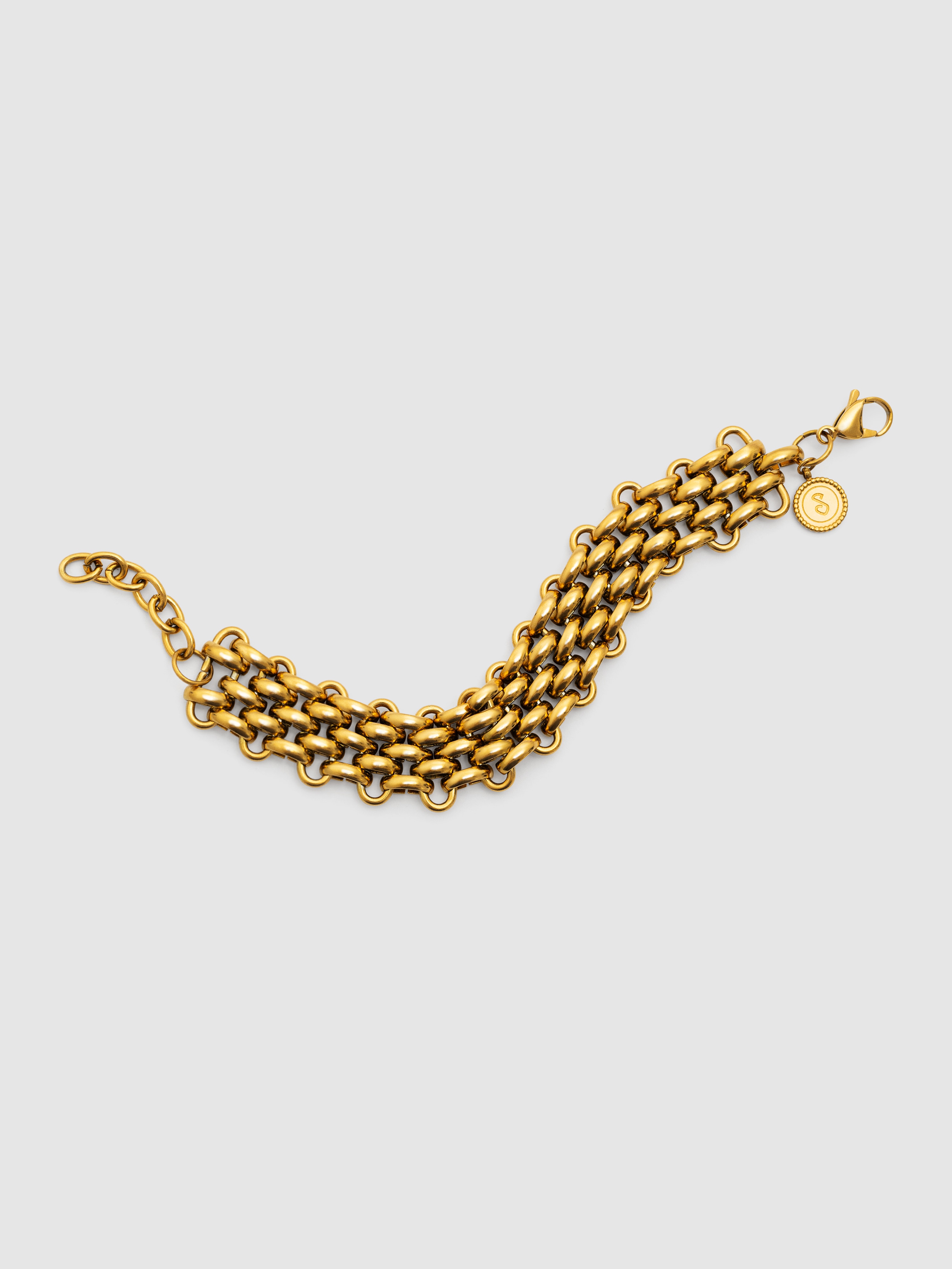 Pulsera de eslabones galea de acero bañado en oro - Singularu - Dorado Dorado-1