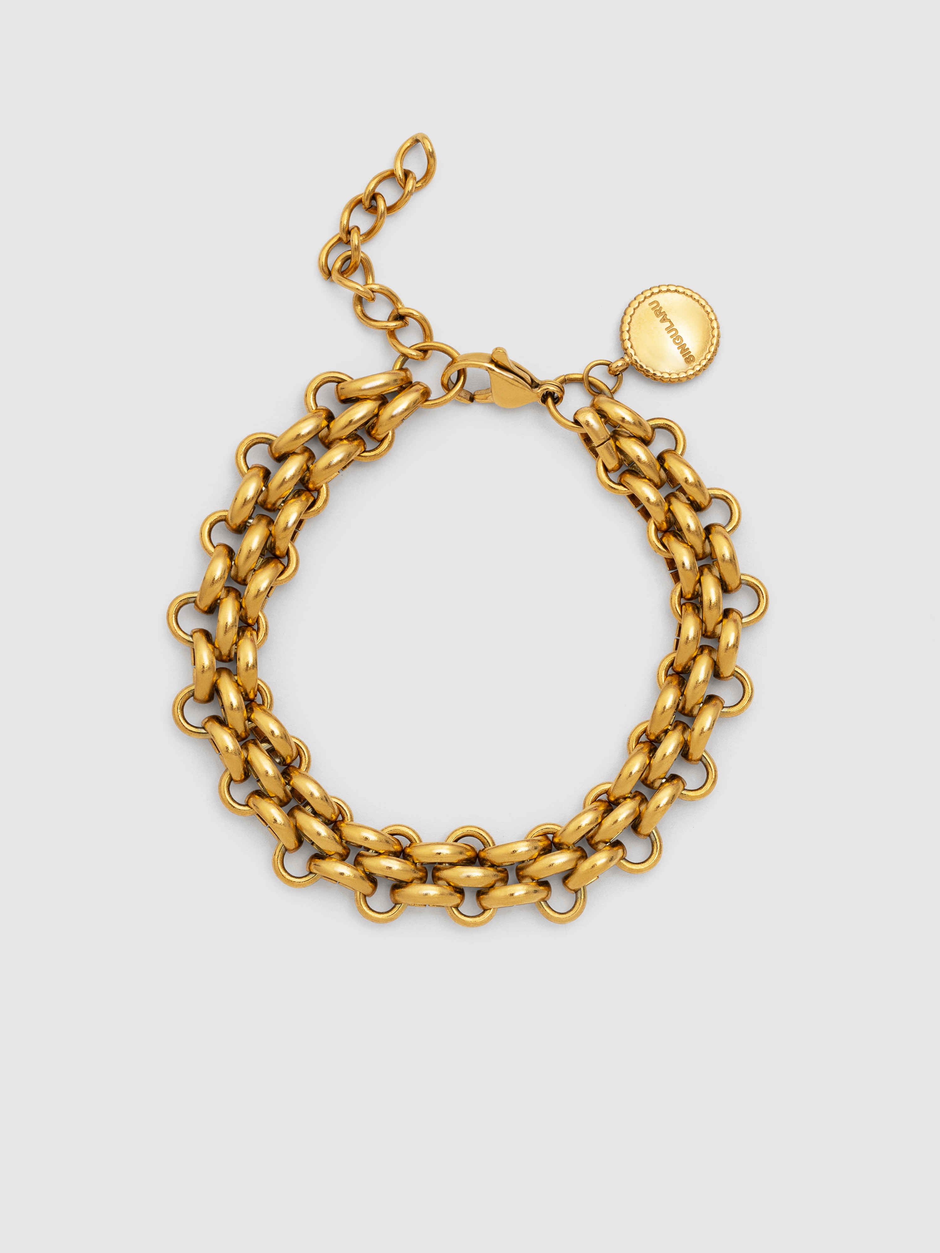 Pulsera de eslabones eloria de acero bañado en oro - Singularu - Dorado Dorado-1