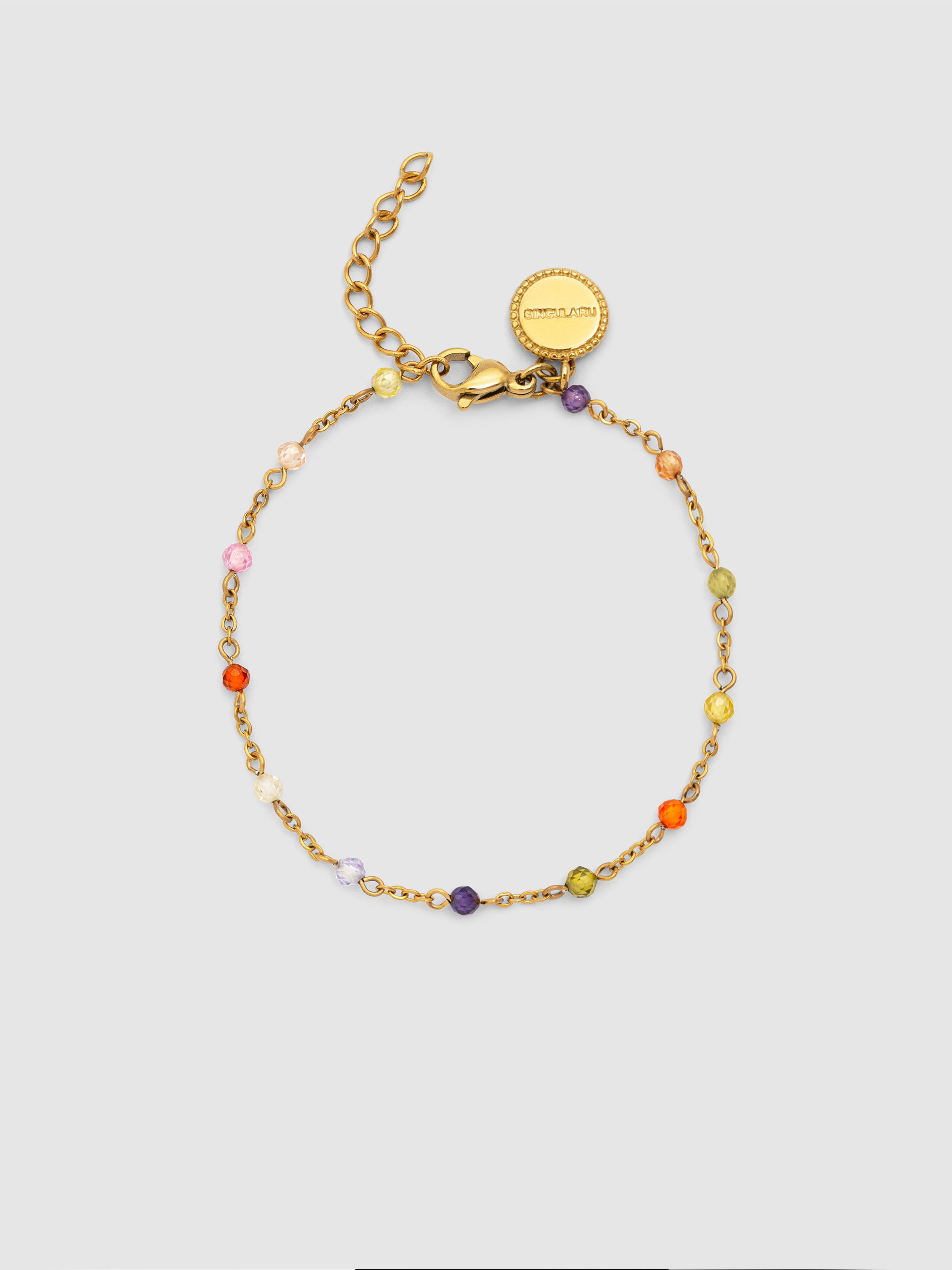 Pulsera de cadena crystal colors atardecer de acero bañado en oro - Singularu - Multicolor Multicolor-1