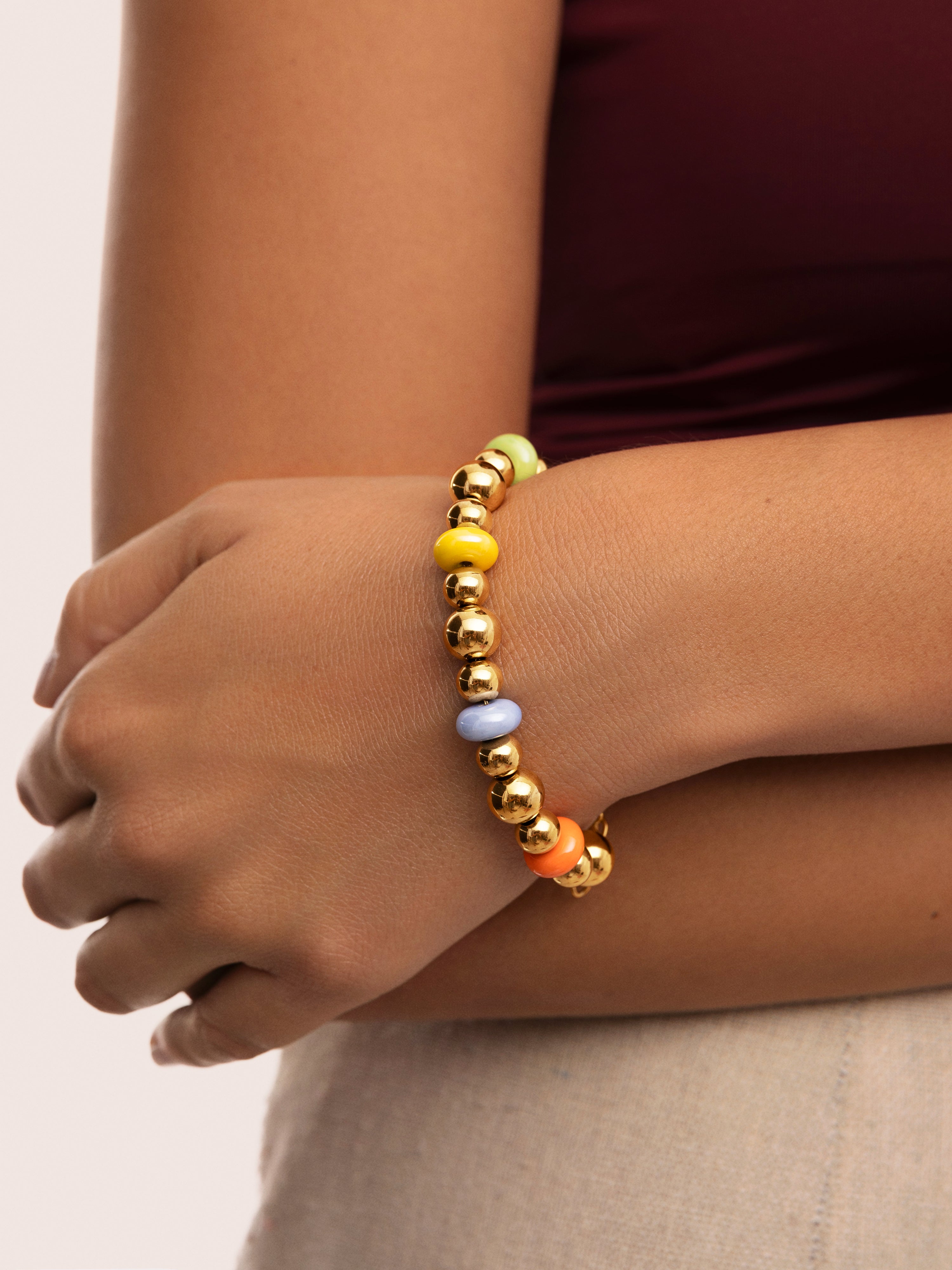 Pulsera de cadena color bomb de acero bañado en oro - Singularu - Multicolor Multicolor-2