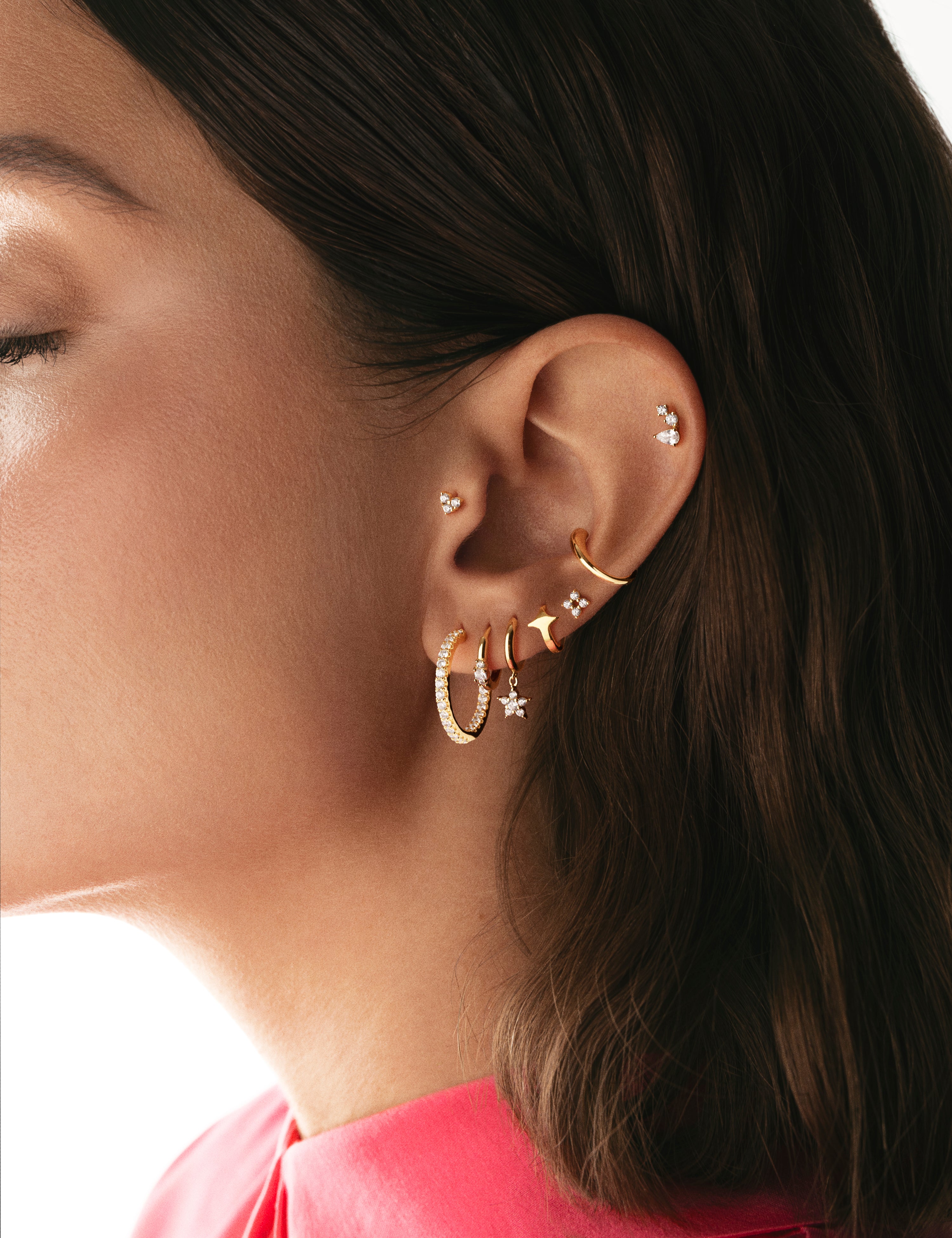 Imagen 4 de Pendiente individual ear cuff gota de plata bañada en oro - Singularu - Dorado Dorado