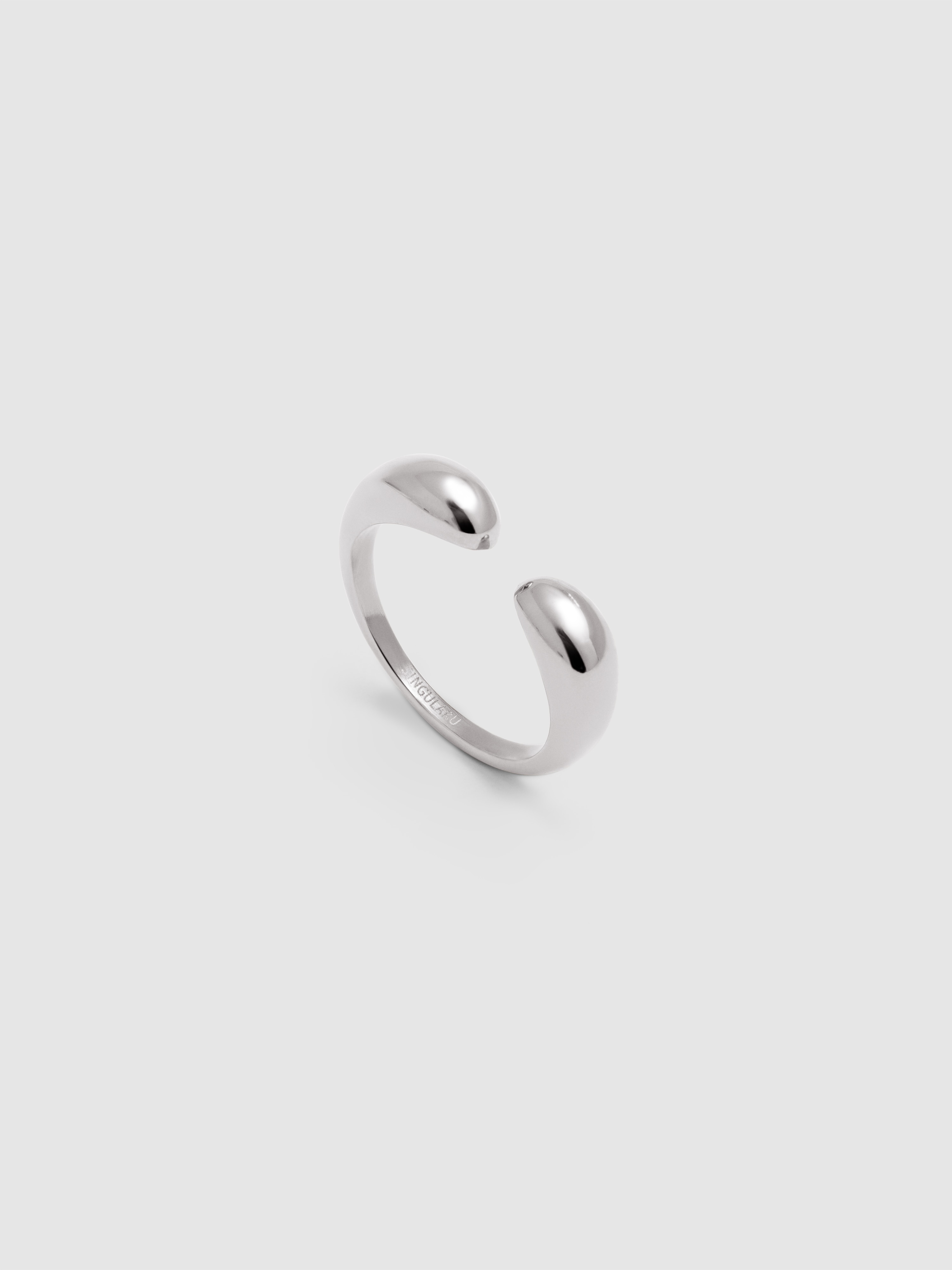 Anillo doble gota de acero - Singularu - Plateado Plateado-3