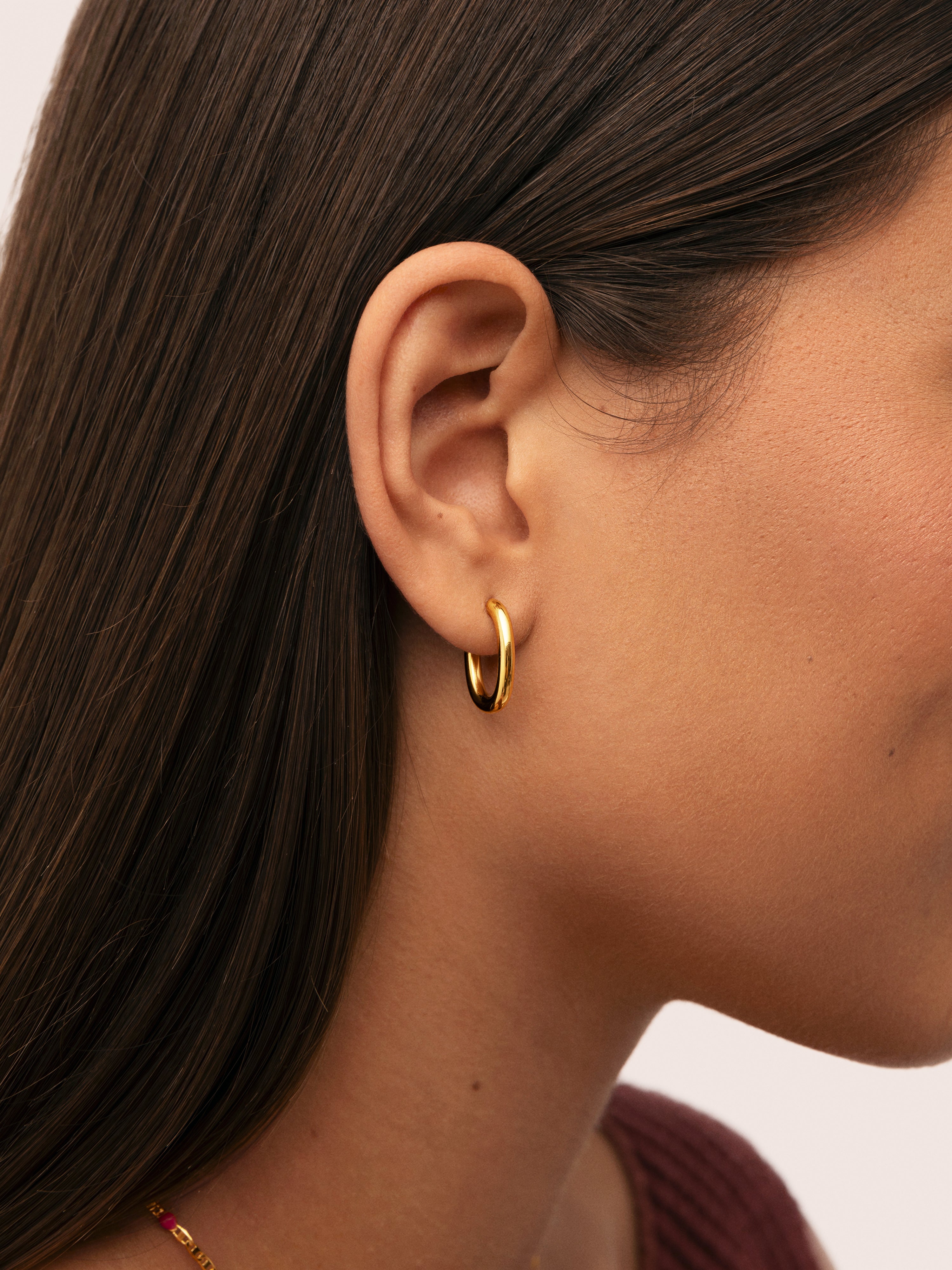 Pendientes aro bonnet de acero bañado en oro - Singularu - Dorado Dorado-2