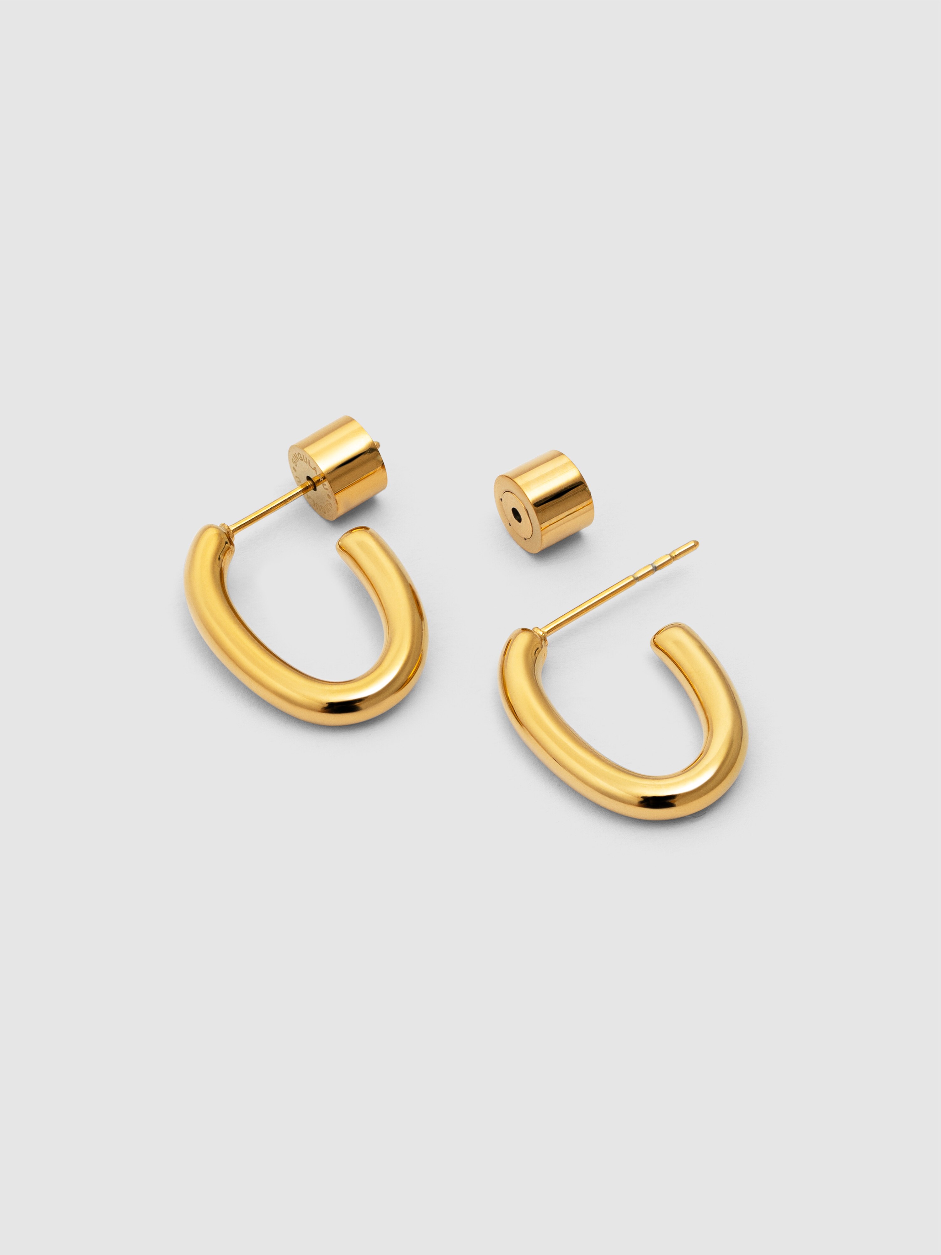Pendientes aro bonnet de acero bañado en oro - Singularu - Dorado Dorado-3