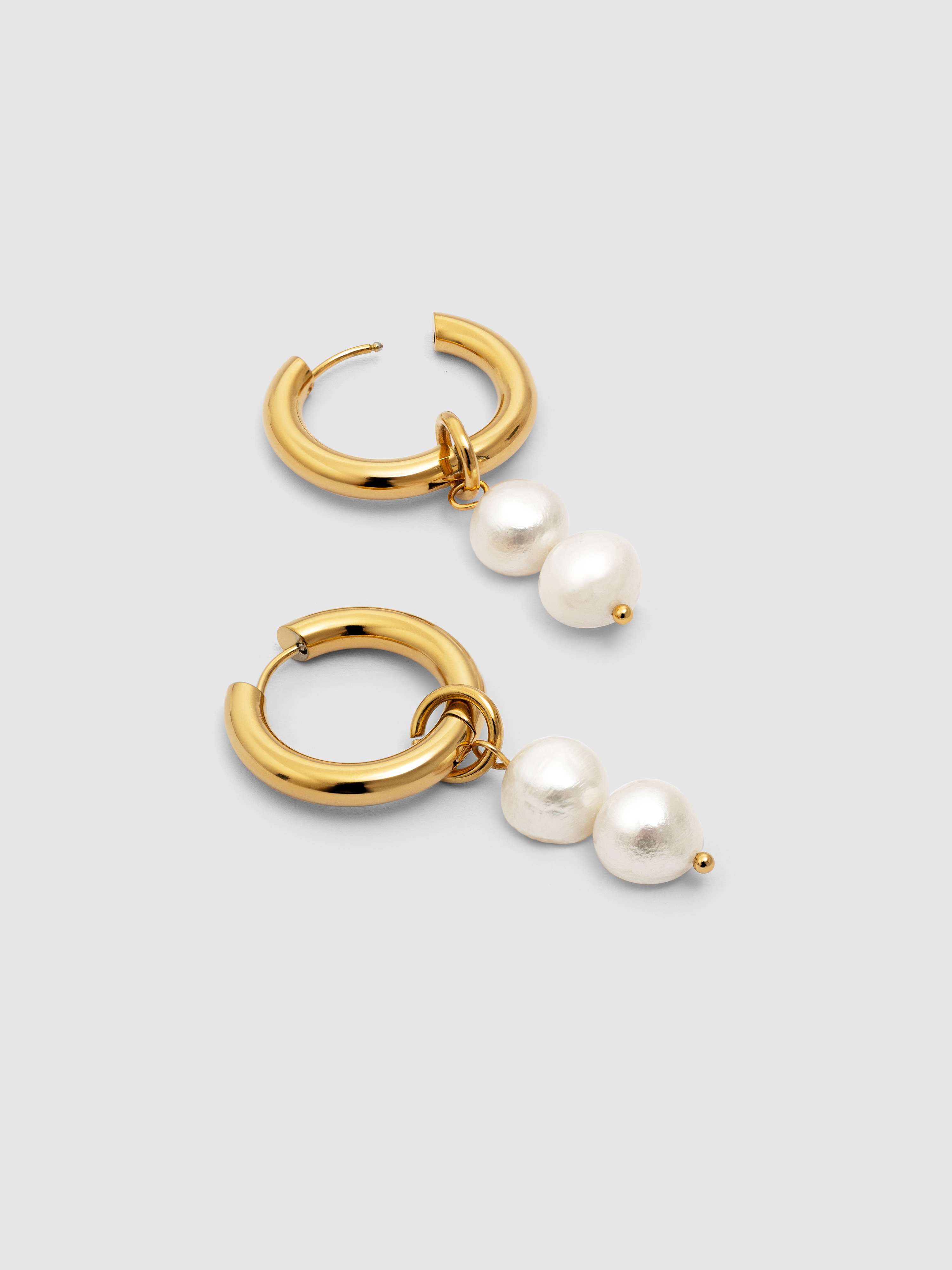 Pendientes aro perlita de acero bañado en - Singularu - Oro Oro-3
