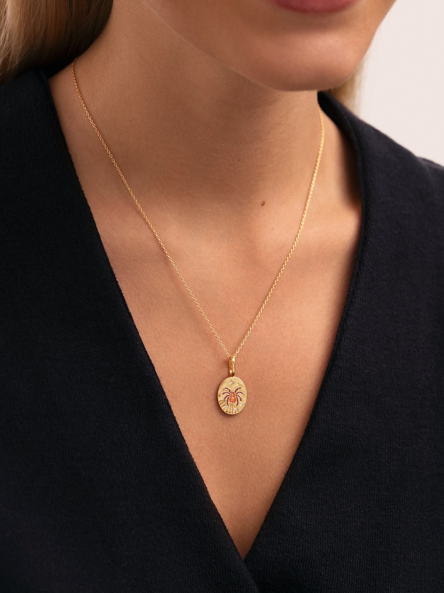 Charm Mystic Araña de aleación de metales bañado en oro Naranja-2