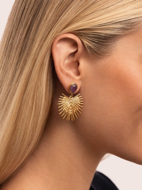 Imagen 0 de Pendientes Purple Catalina de acero bañado en oro