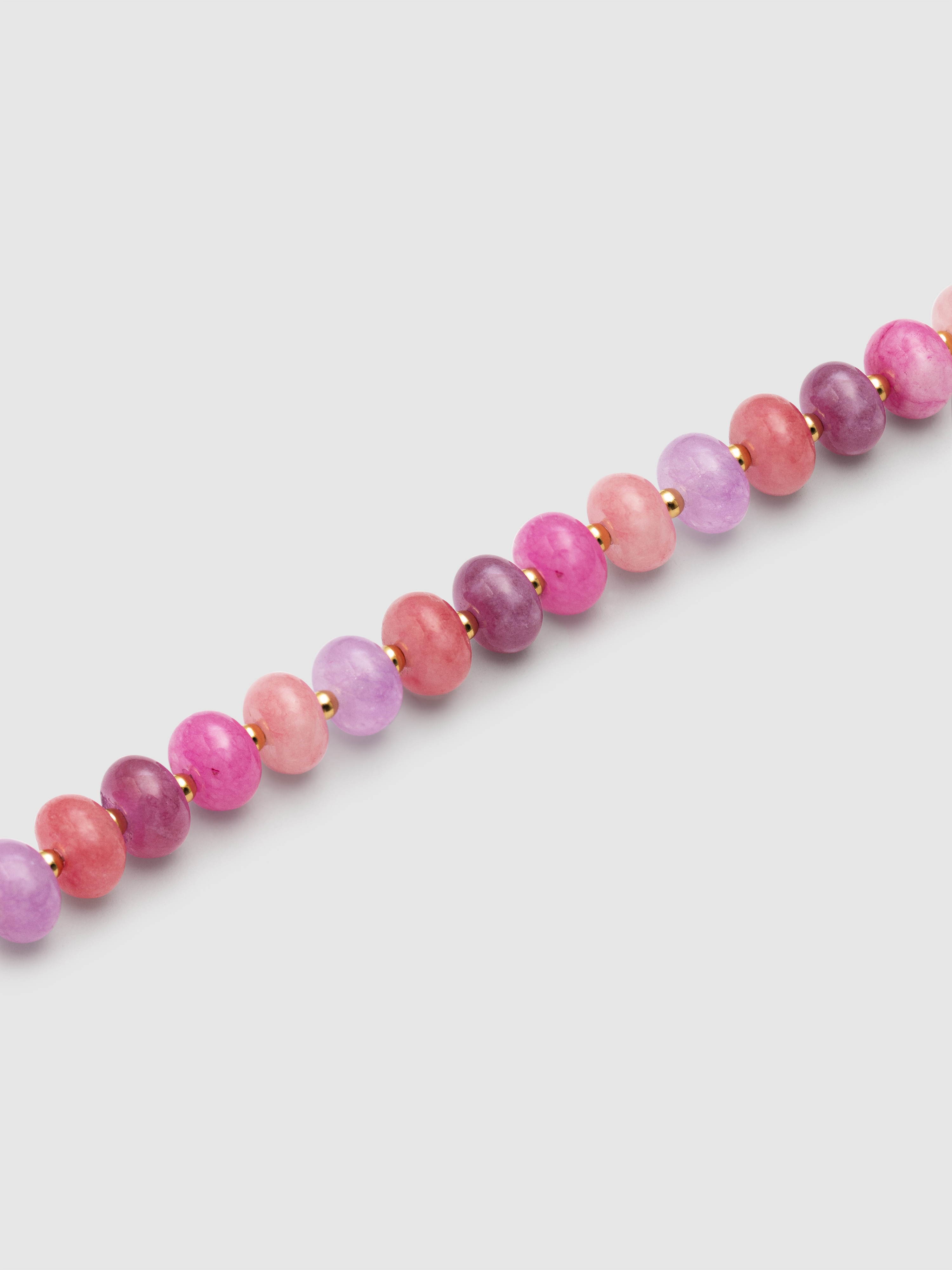 Pulsera con eslabones rosé stones de acero bañado en oro - Singularu - Rosa Rosa-4