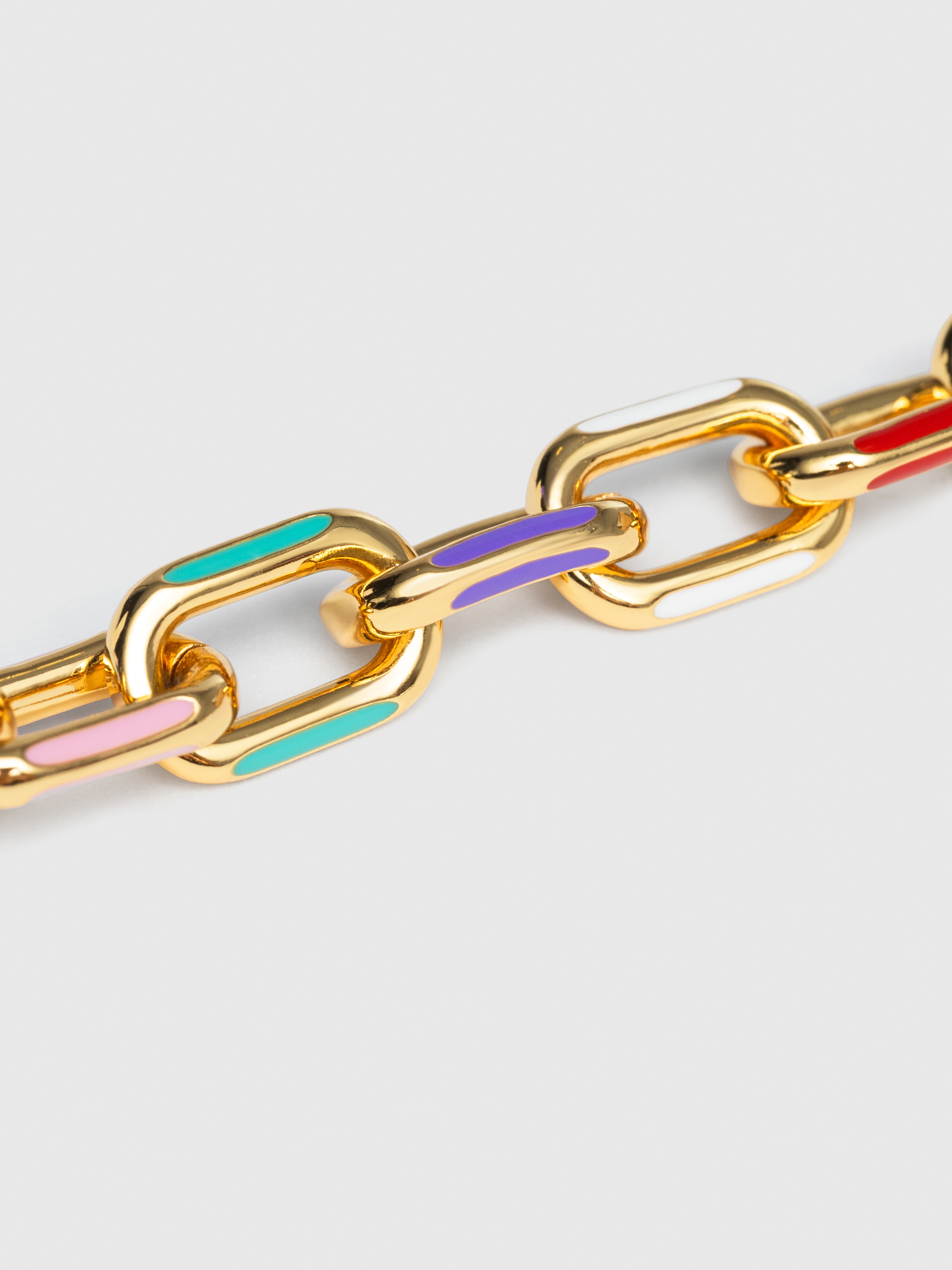 Pulsera de eslabones link rainbow enamel de acero bañado en oro - Singularu - Multicolor Multicolor-4