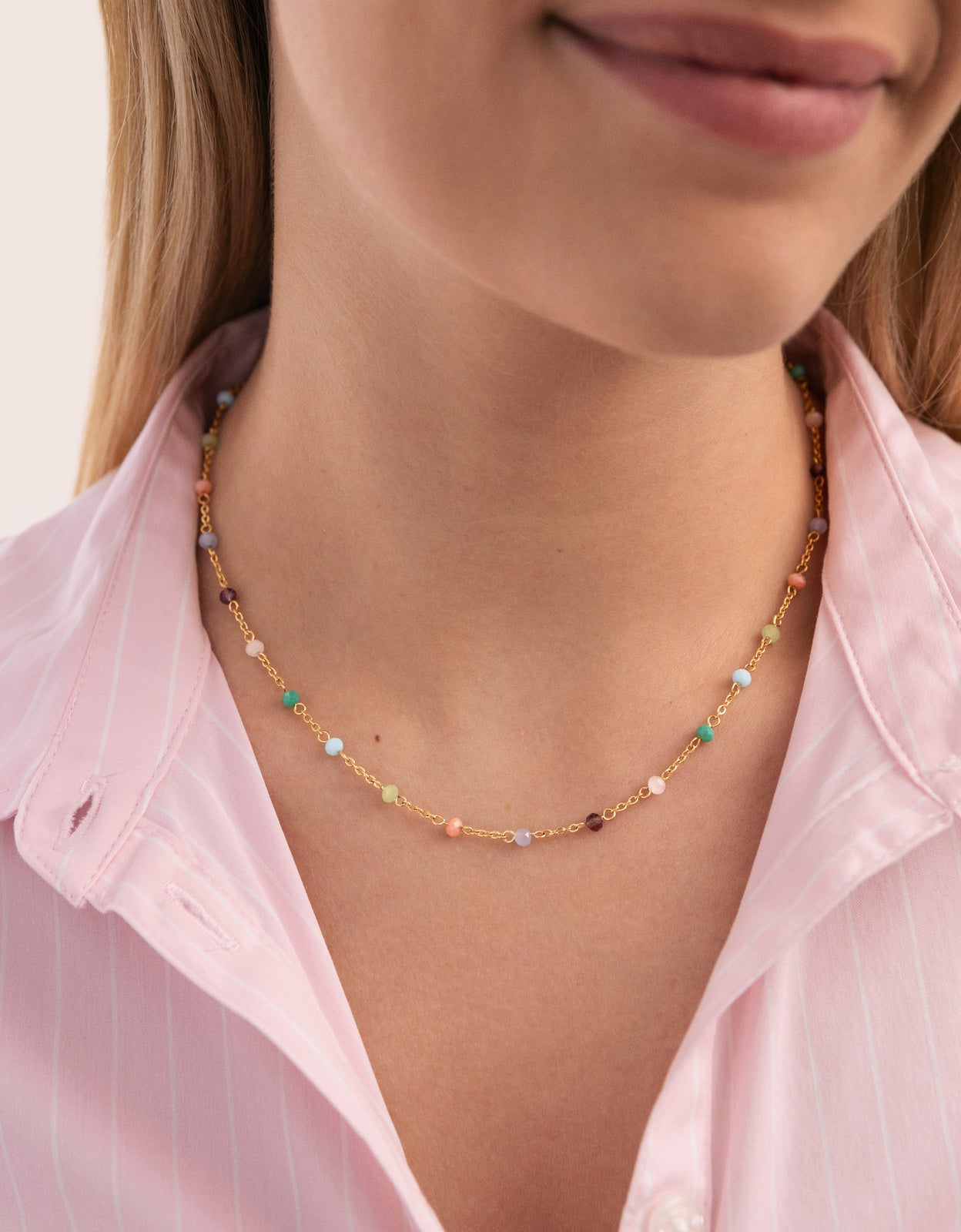 Collar crystals colors de acero bañado en oro - Singularu - Multicolor Multicolor-2