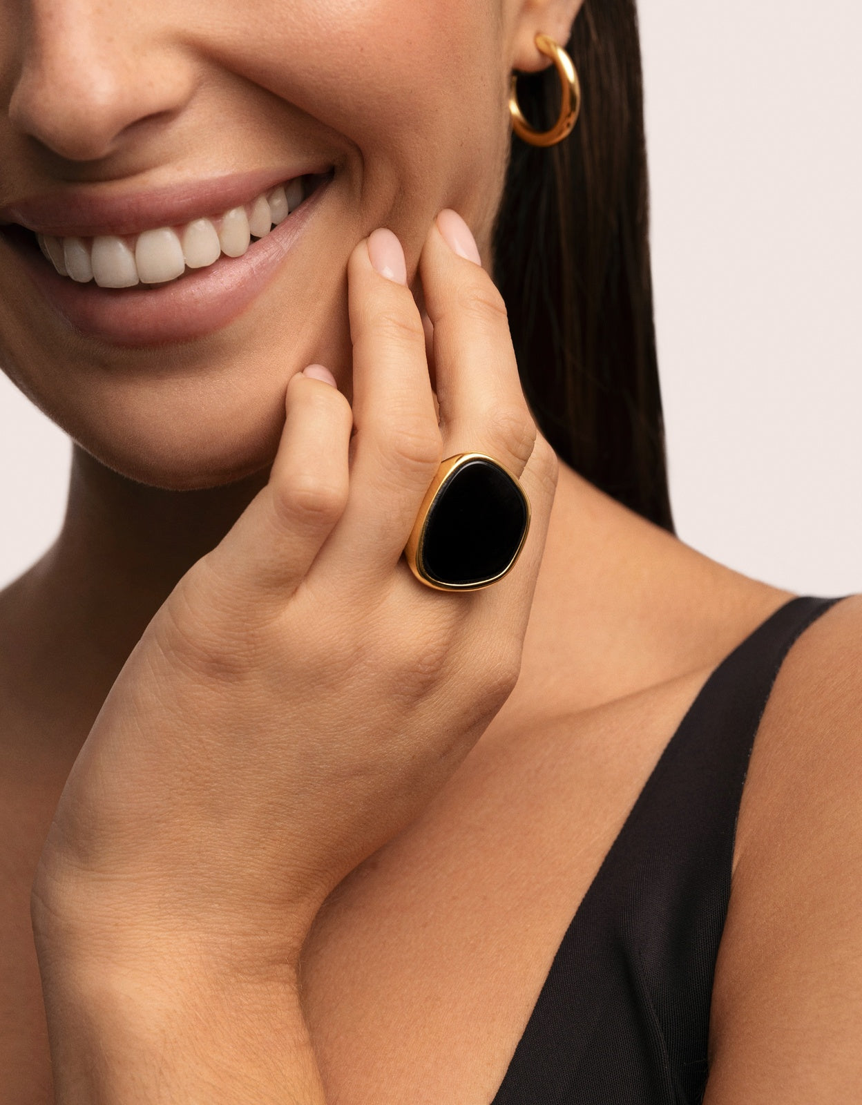 Anillo ibiza black de acero bañado en oro - Singularu - Negro Negro-2