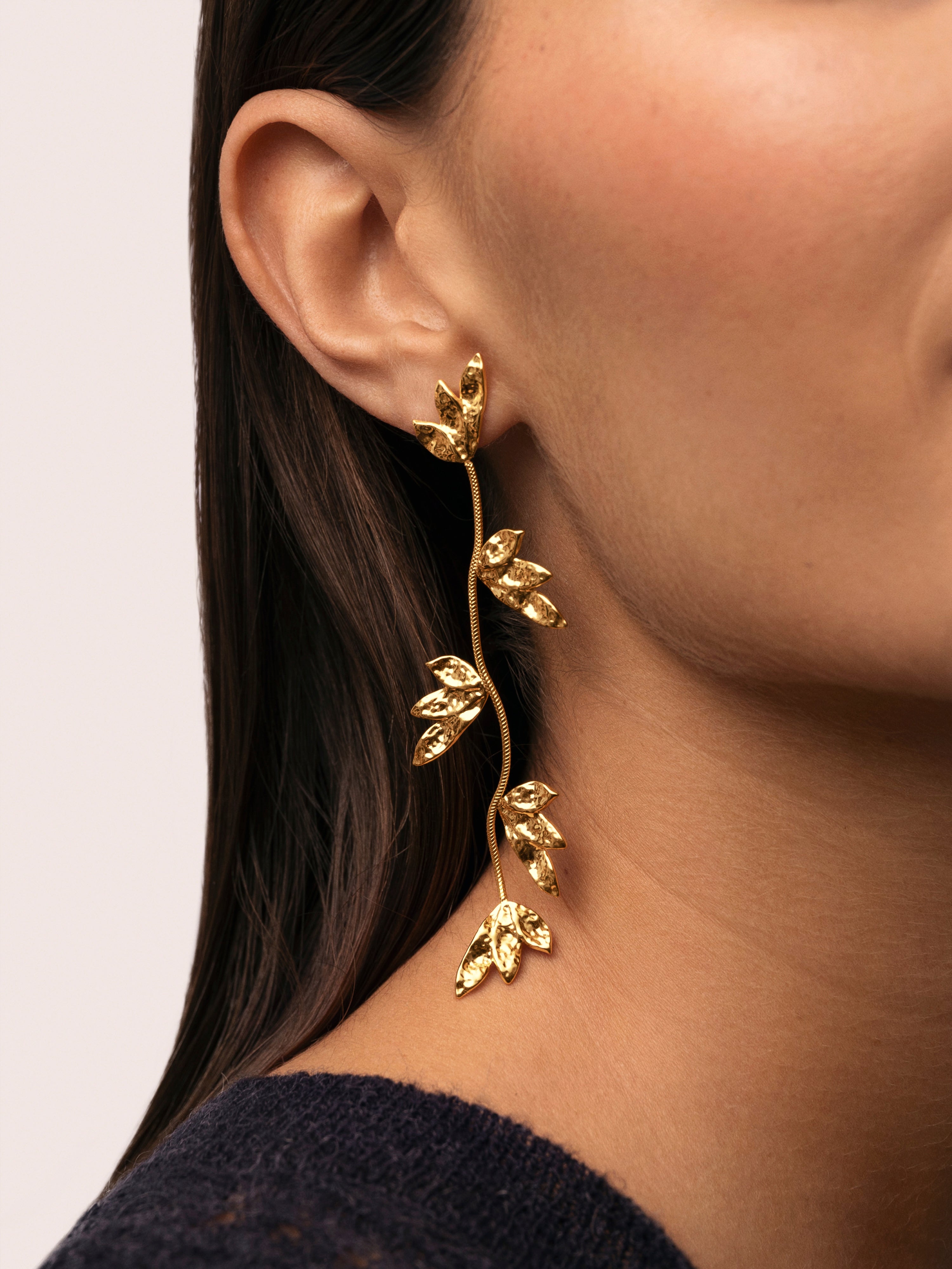 Pendientes florenda de acero bañado en oro - Singularu - Dorado Dorado-2