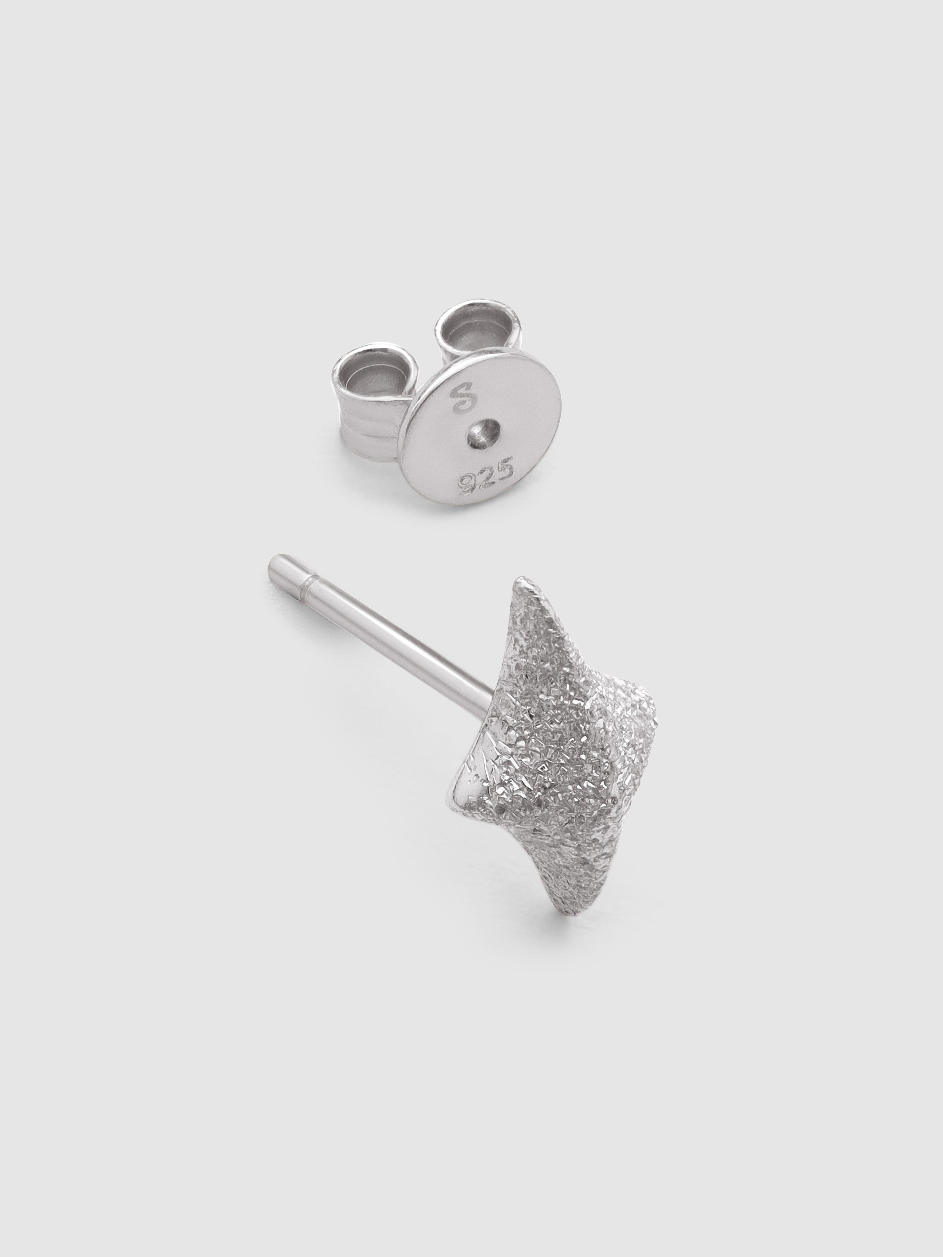 Pendiente individual organic star spark de plata bañada en rodio - Singularu - Plateado Plateado-3