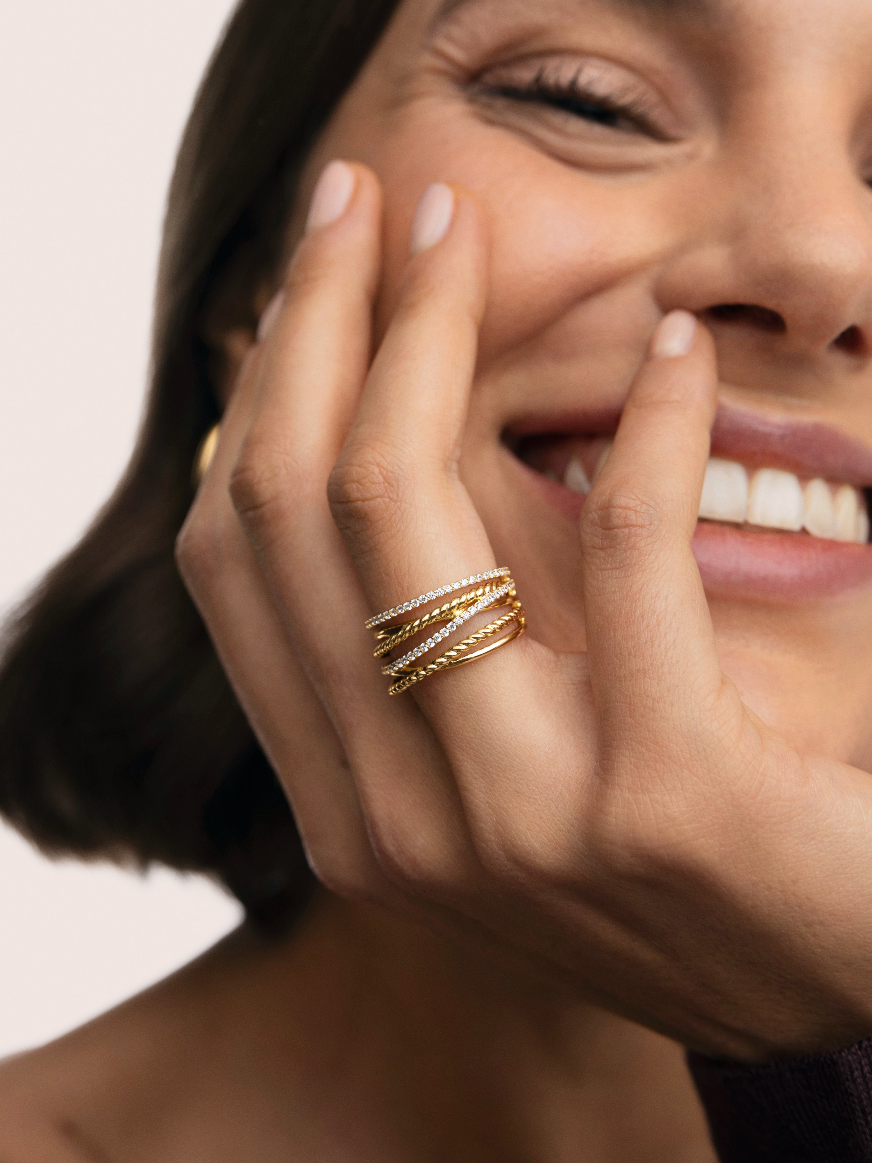Anillo triple cross spark de aleación de metales bañado en oro - Singularu - Dorado Dorado-3