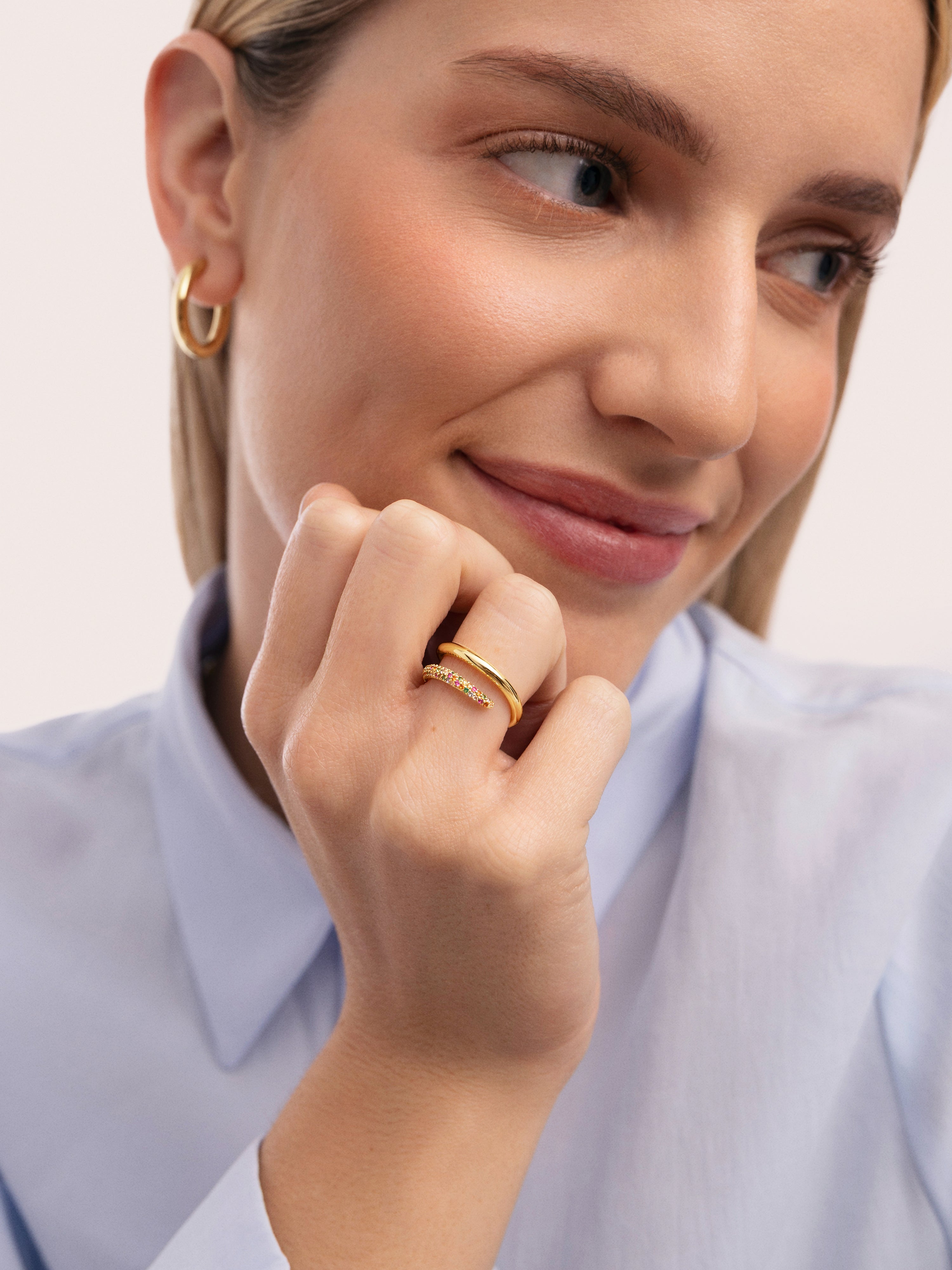 Anillo doble scarlett dance de aleación de metales bañado en - Singularu - Oro Oro-5
