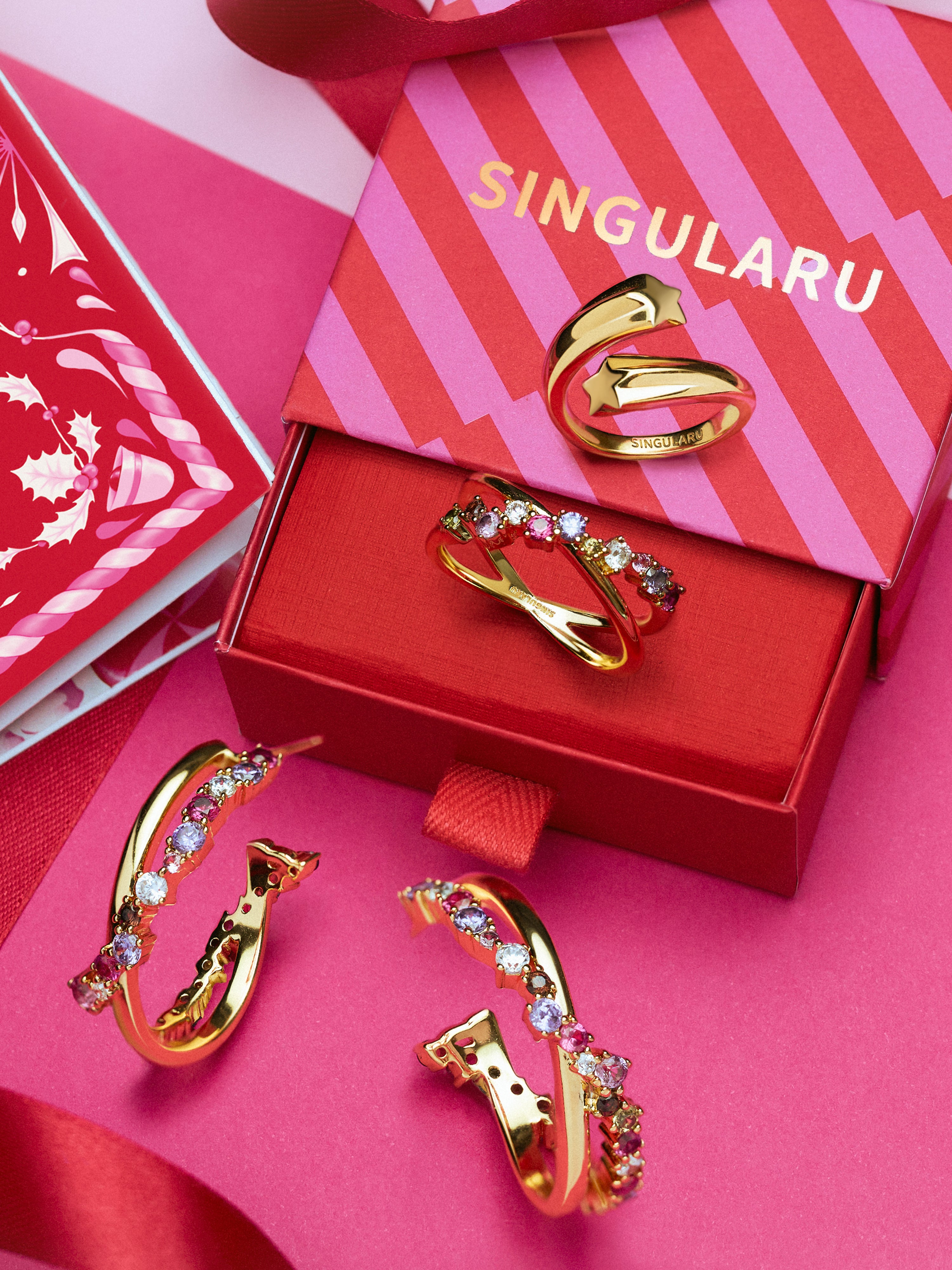 Anillo abbraccio stars de acero bañado en oro - Singularu - Dorado Dorado-6