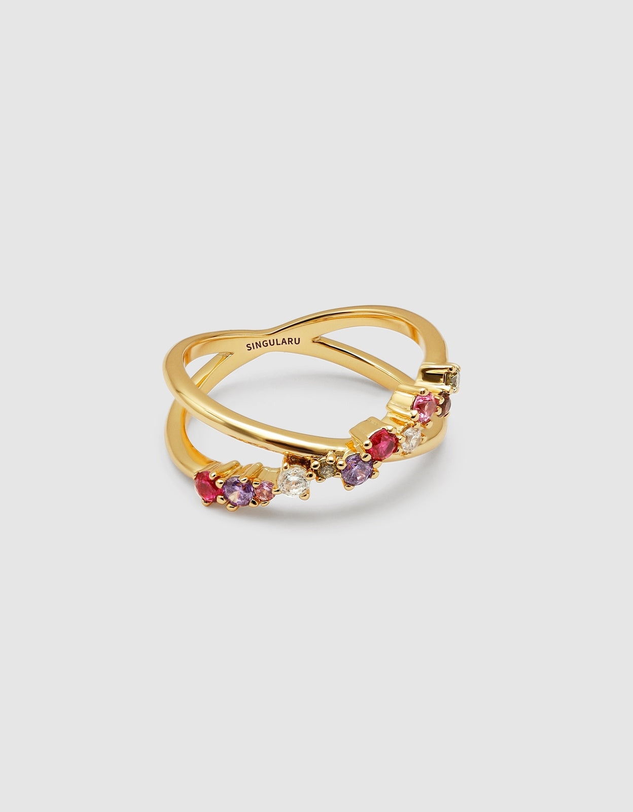 Imagen 0 de Anillo estellar cross de aleación de metales bañado en oro Multicolor