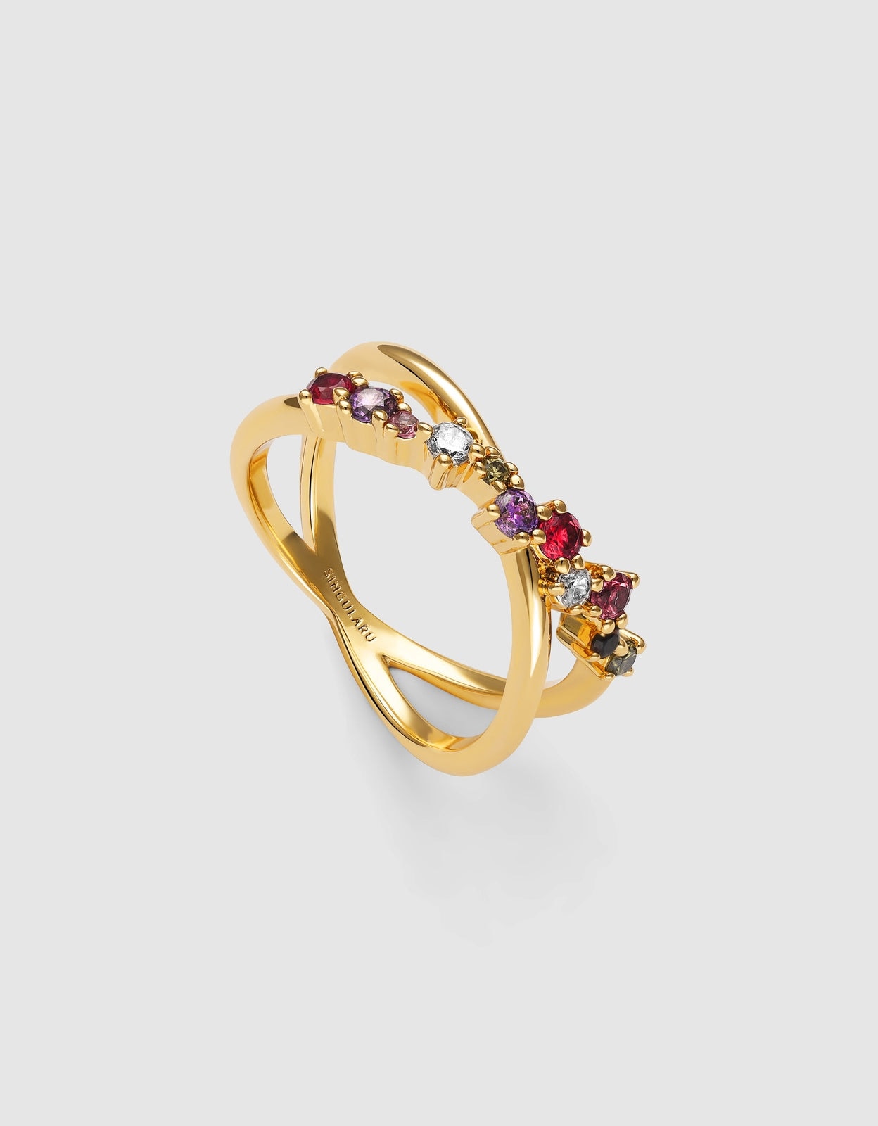 Anillo estellar cross de aleación de metales bañado en oro - Singularu - Multicolor Multicolor-3