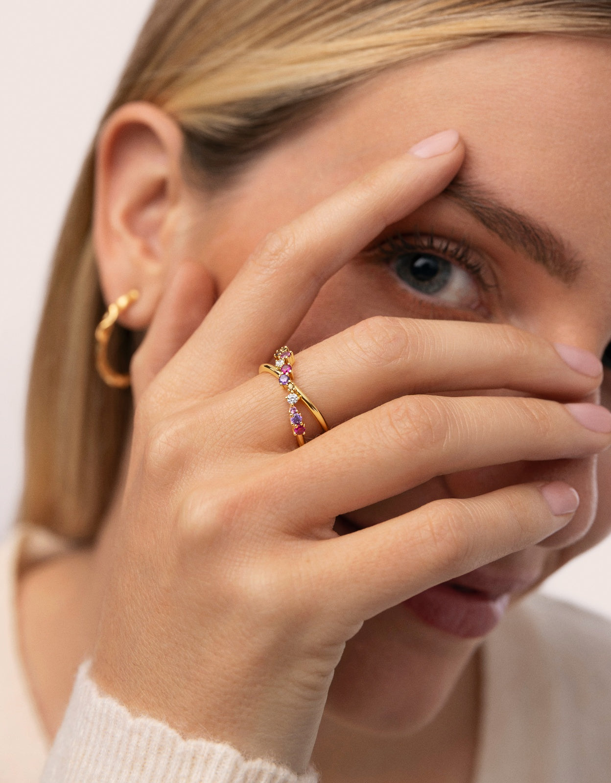 Anillo estellar cross de aleación de metales bañado en oro - Singularu - Multicolor Multicolor-4