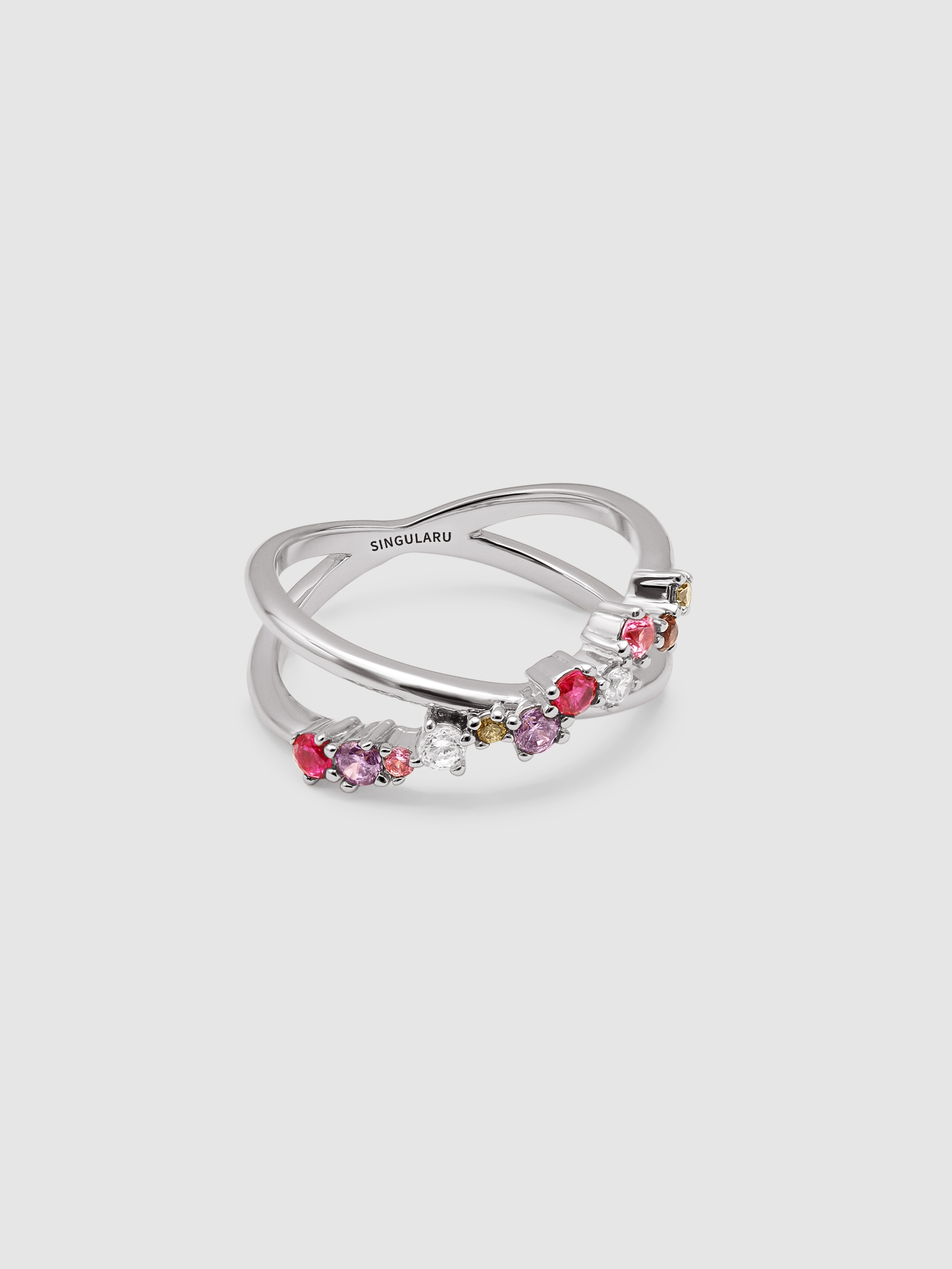 Anillo estellar cross de aleación de metales bañado en rodio - Singularu - Multicolor Multicolor-1