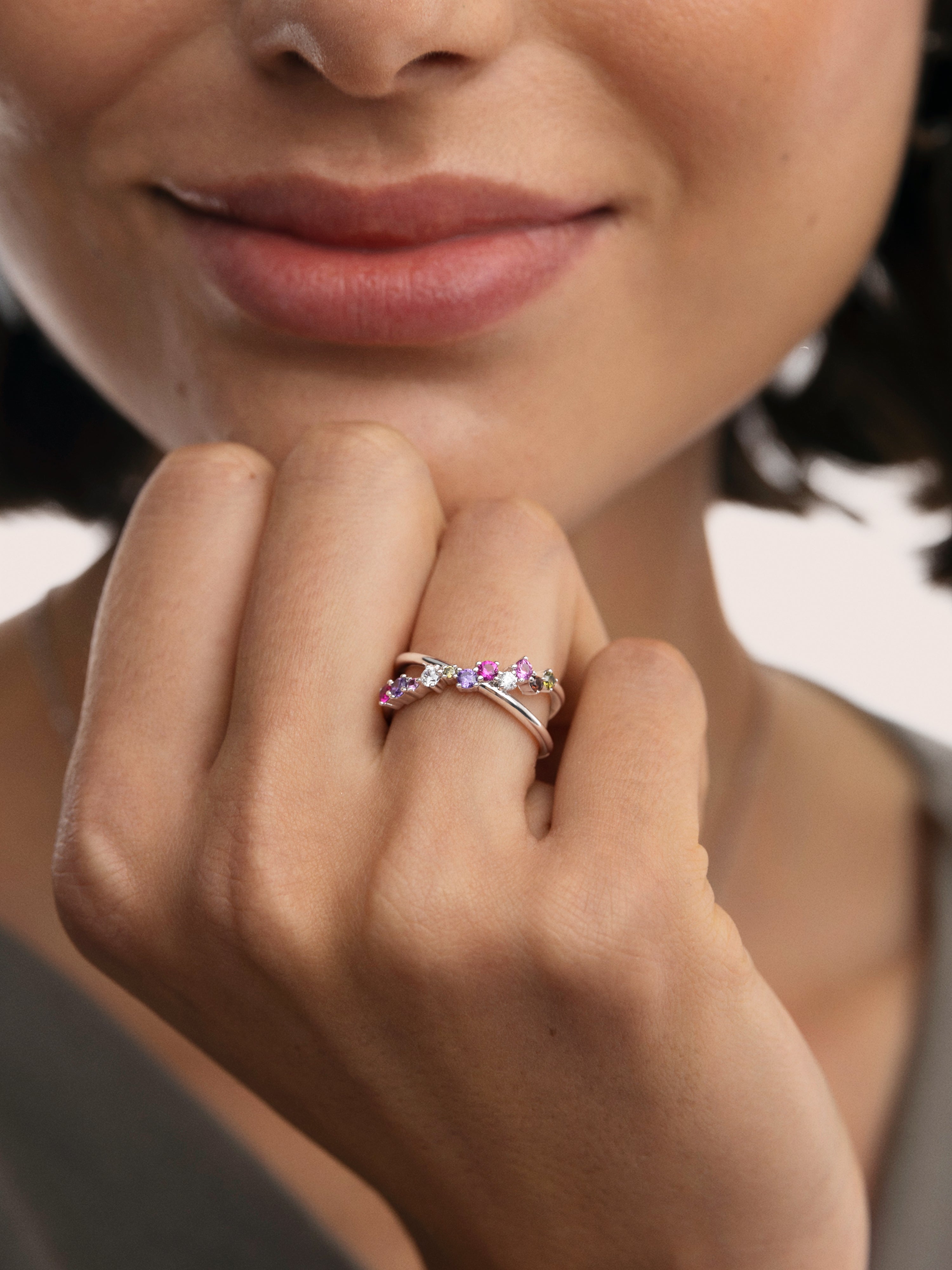 Anillo estellar cross de aleación de metales bañado en rodio - Singularu - Multicolor Multicolor-2