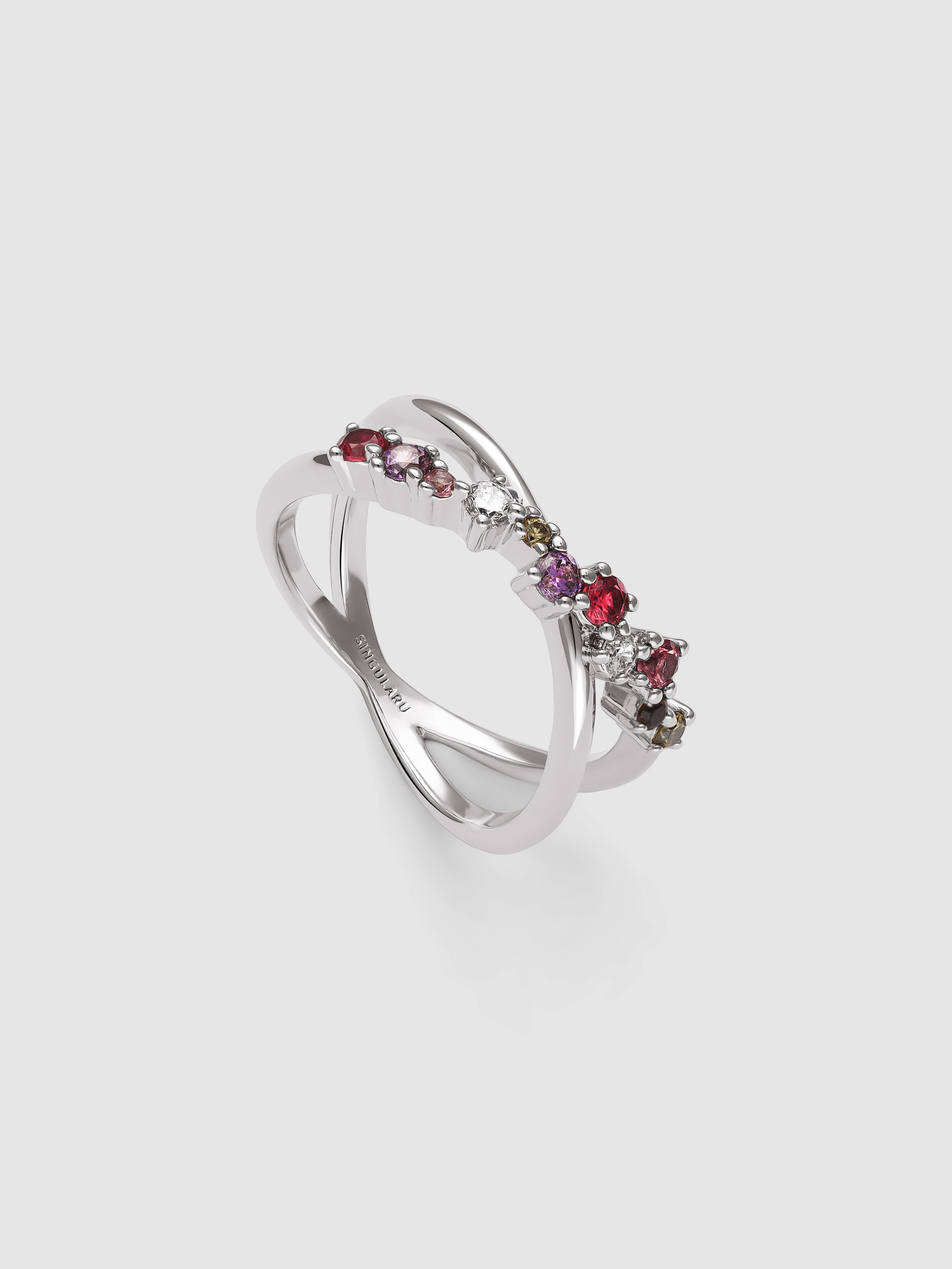 Anillo estellar cross de aleación de metales bañado en rodio - Singularu - Multicolor Multicolor-3