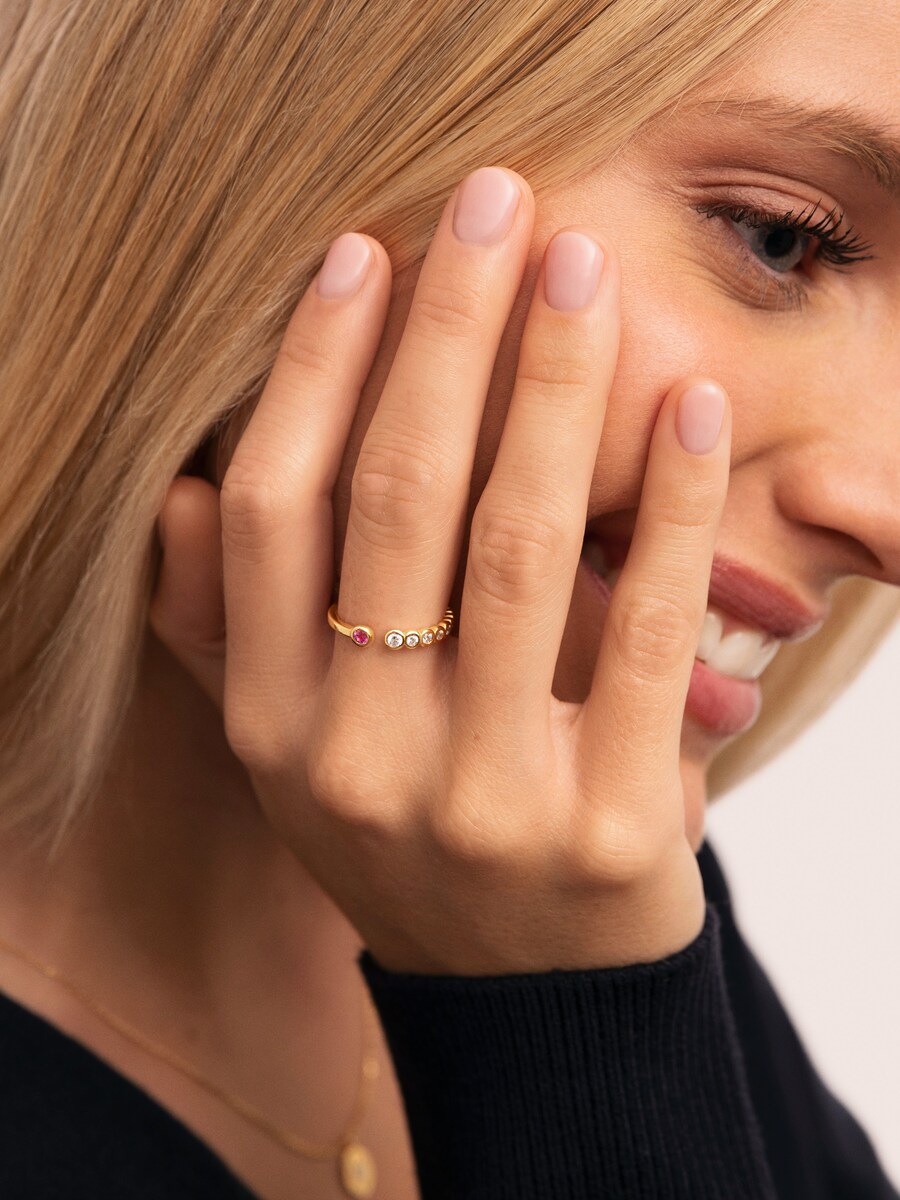 ANILLO DE GOTA-G DORADO | Anillo Ajustable Chunky - Talla 7 -9