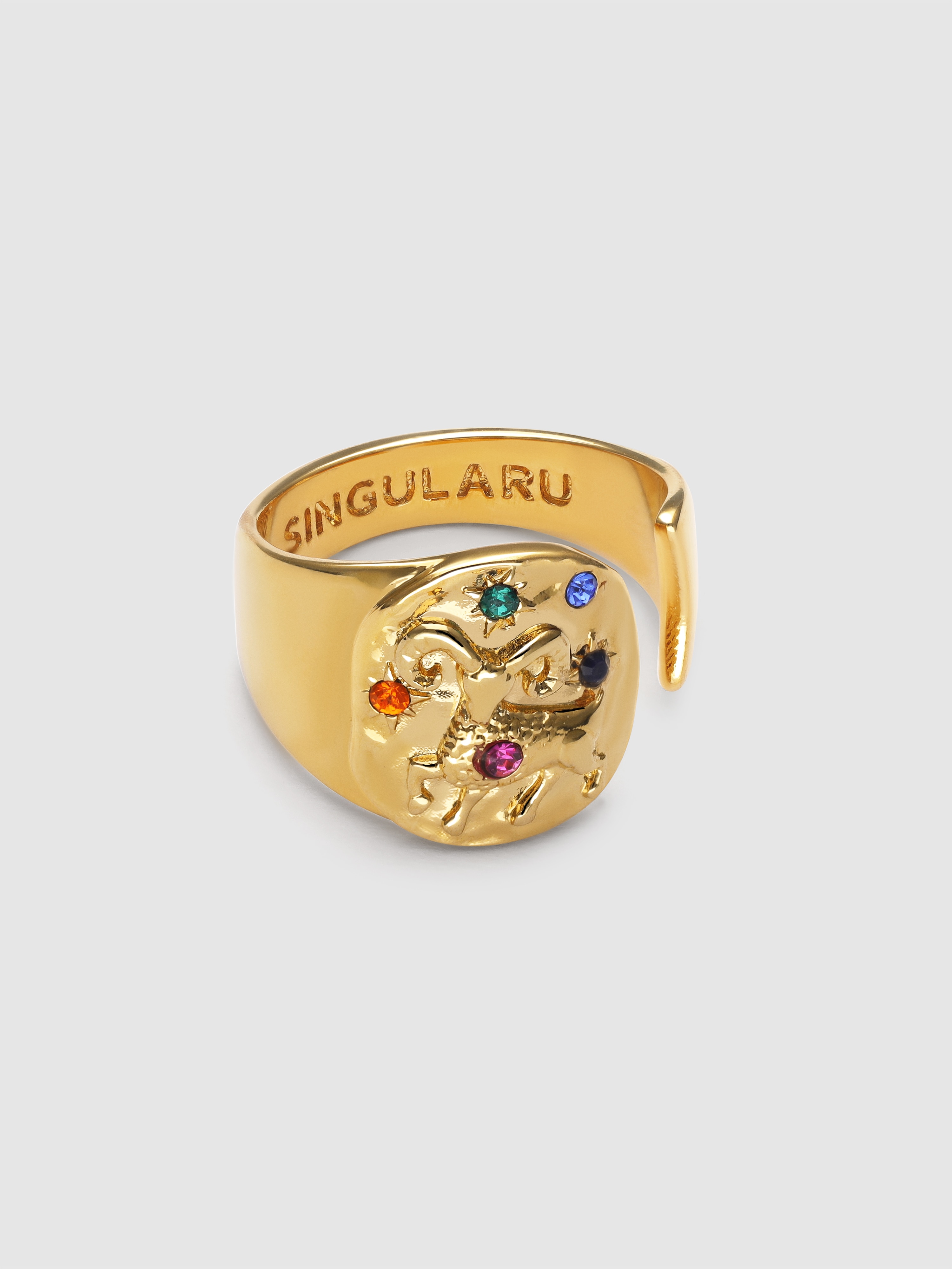 Anillo organic colors zodíaco de aleación de metales bañado en acuario - Singularu - Oro Oro-1