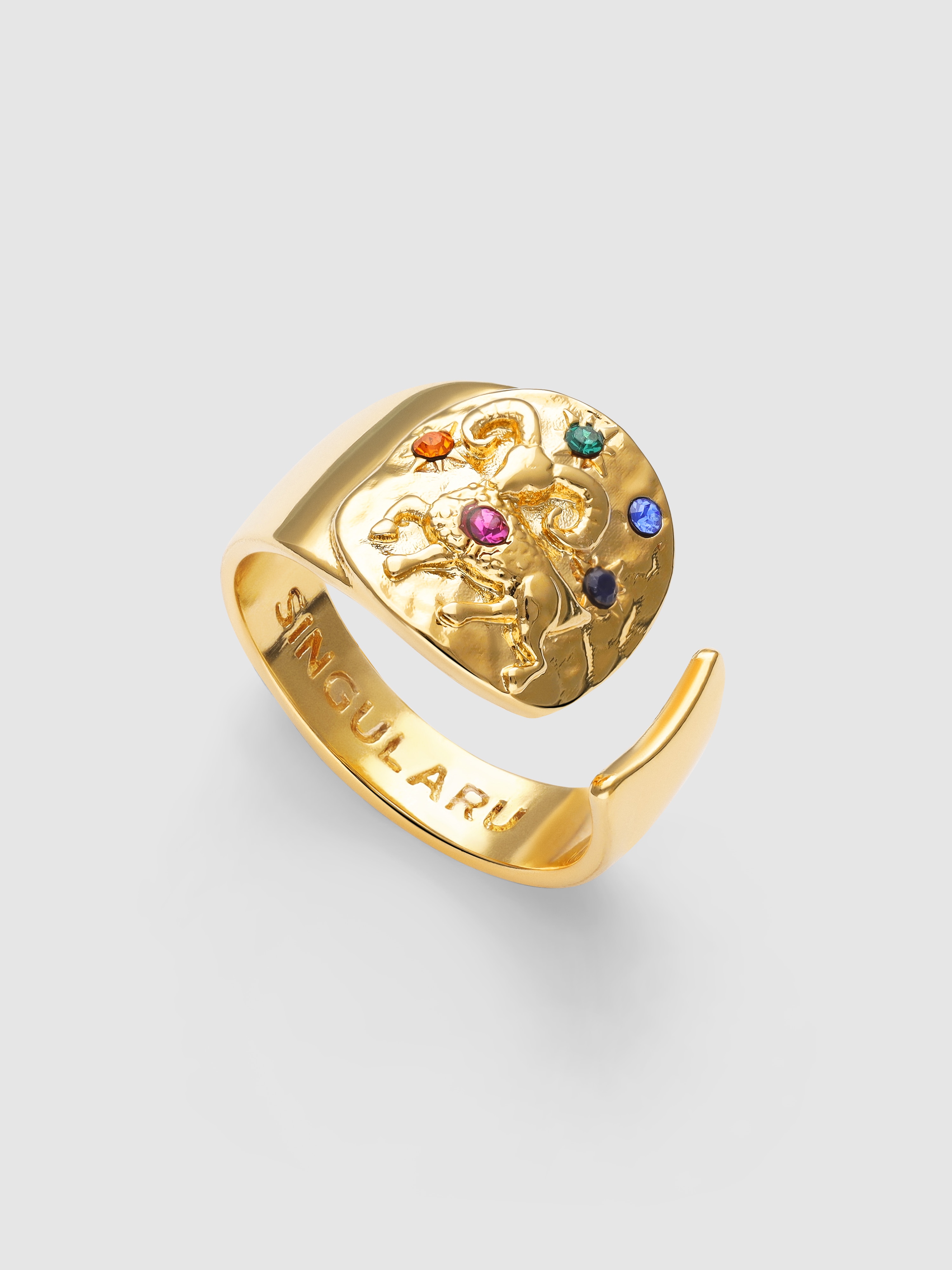 Anillo organic colors zodíaco de aleación de metales bañado en acuario - Singularu - Oro Oro-4