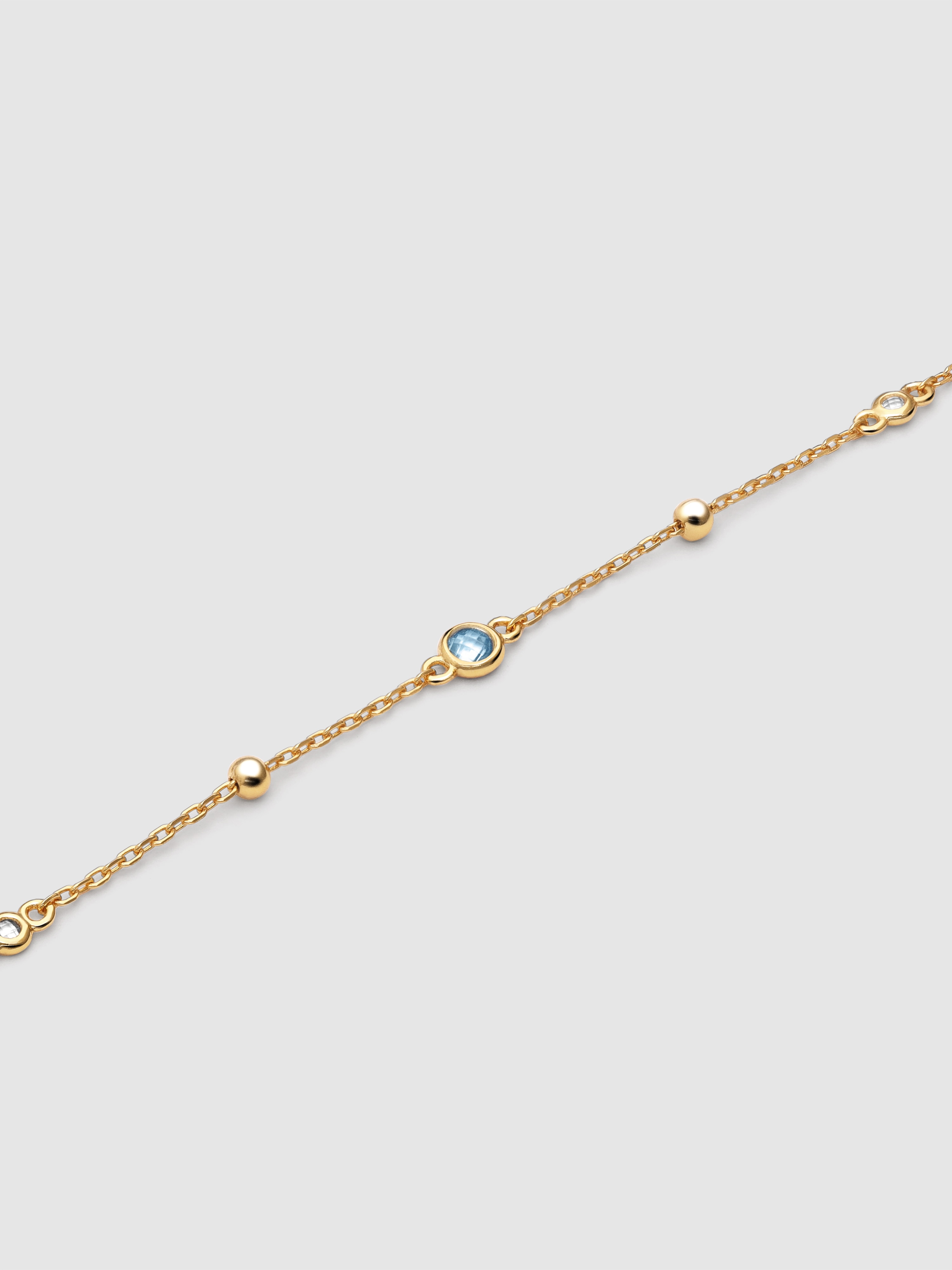 Pulsera de cadena birthstone de plata bañada en oro diciembre - Singularu - Azul Azul-4