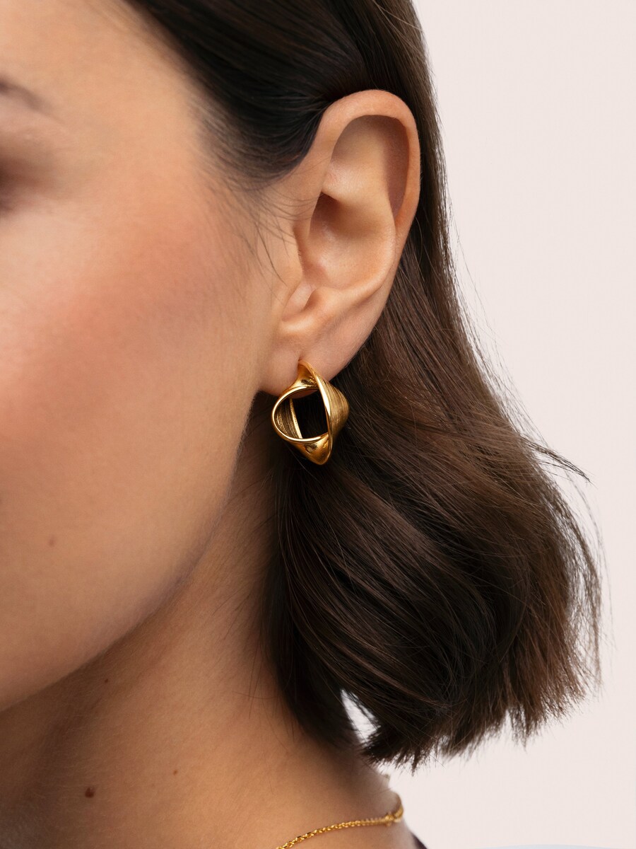 Pendientes Mini Infinito de acero bañado en oro Dorado-4