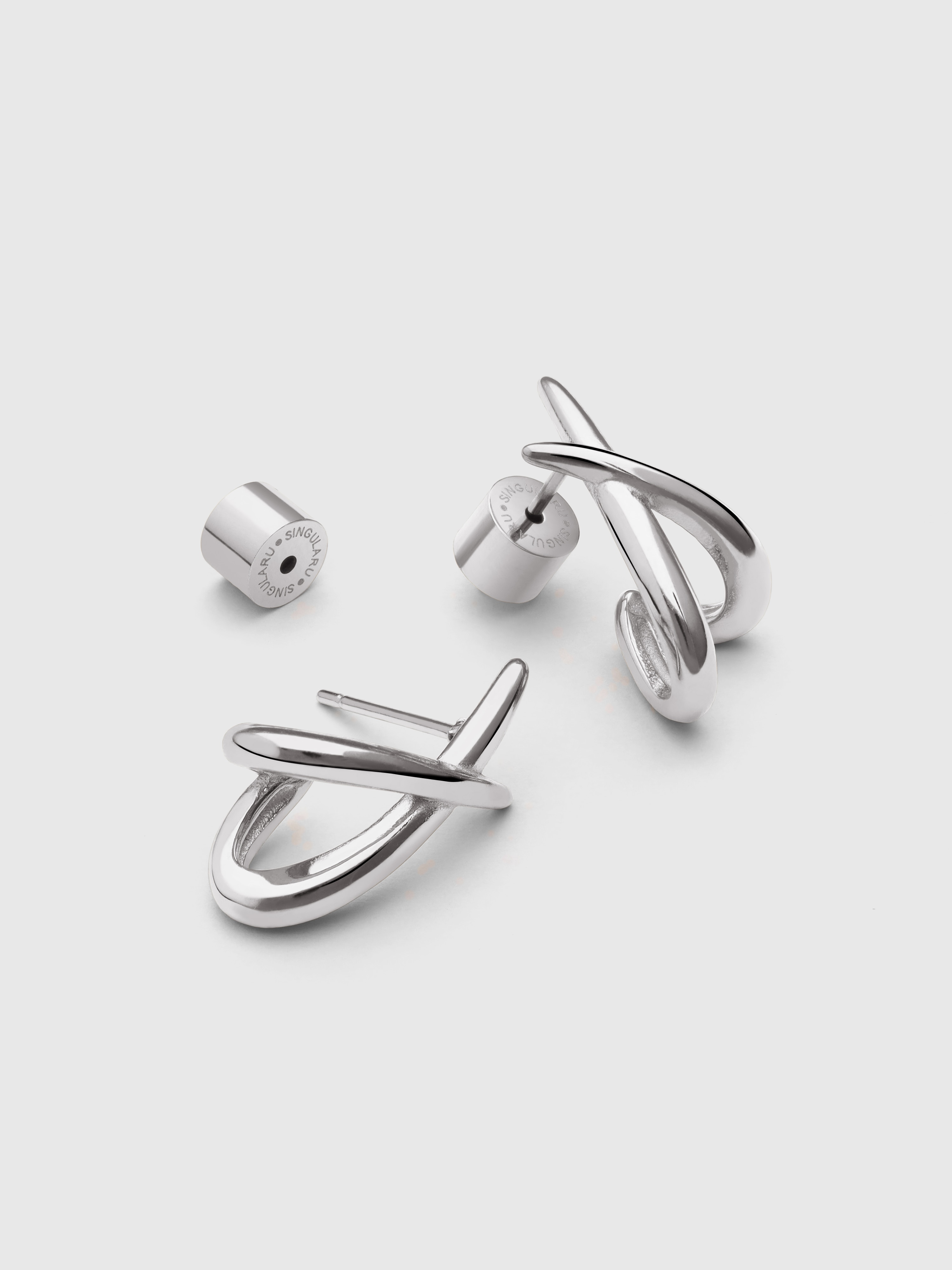 Pendientes emma de acero - Singularu - Plateado Plateado-3