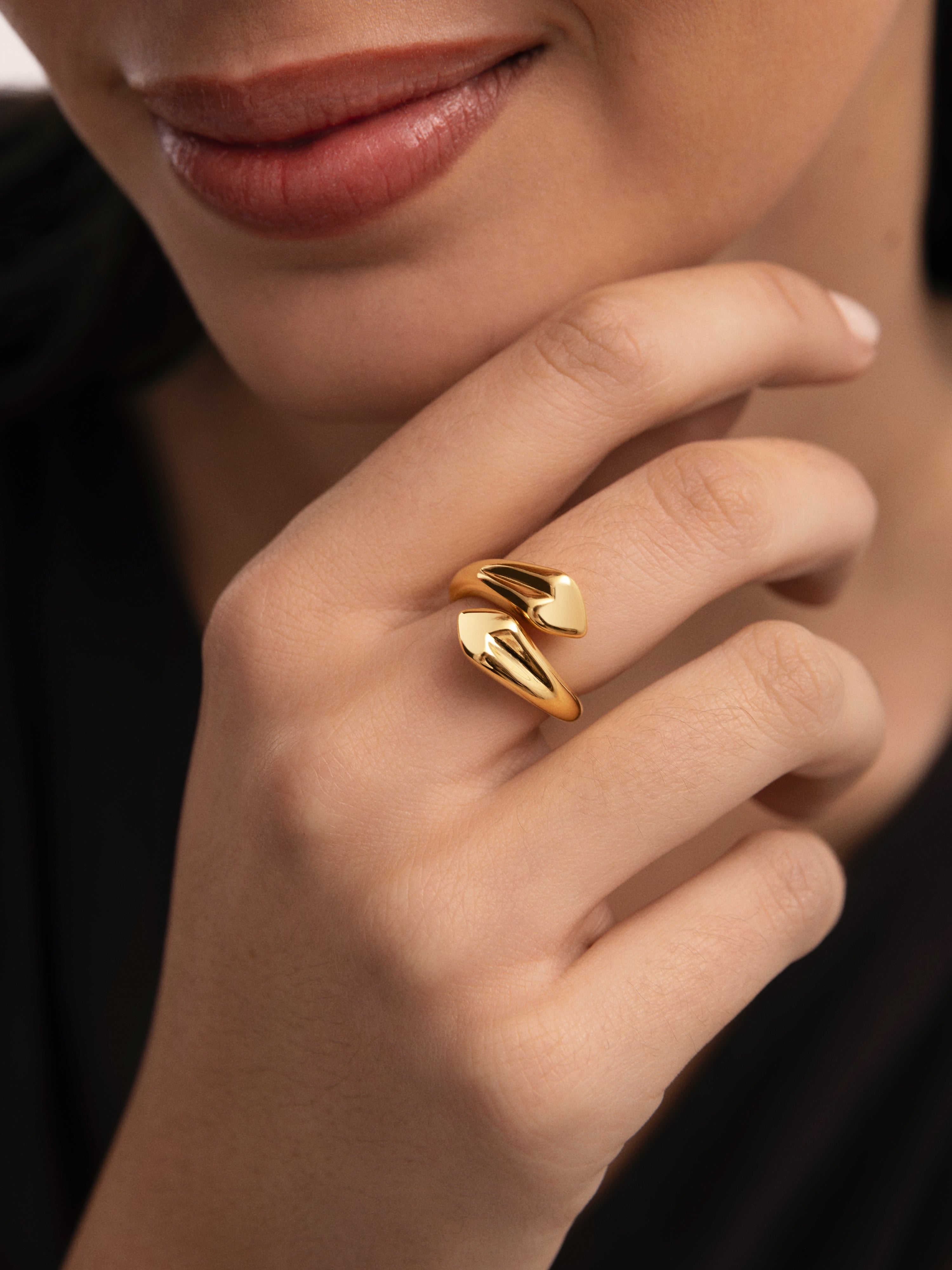 Anillo Abbraccio Amour de acero bañado en oro - Singularu - Dorado Dorado-3
