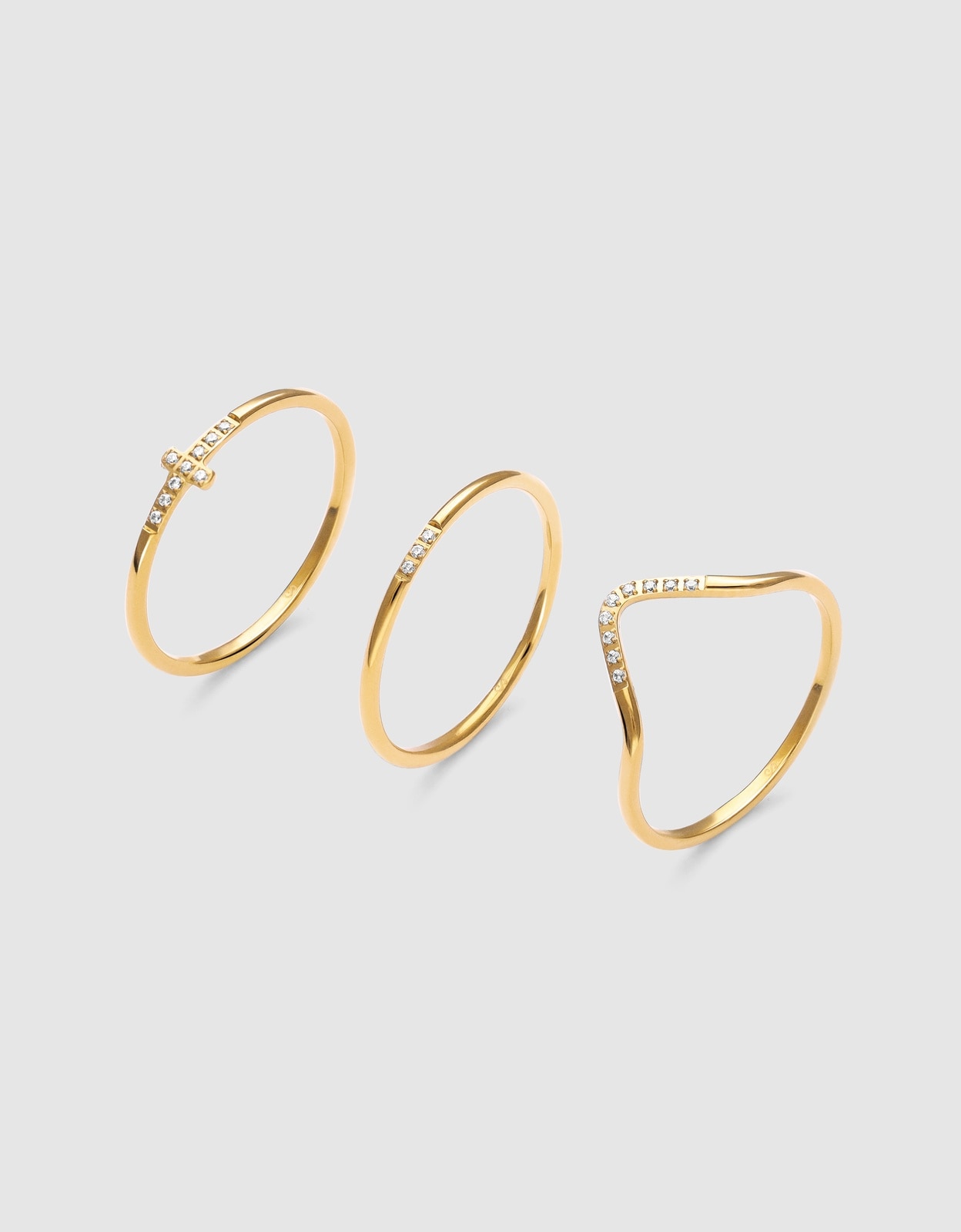 Imagen 0 de Anillo con piedras sparks de acero bañado en oro Dorado