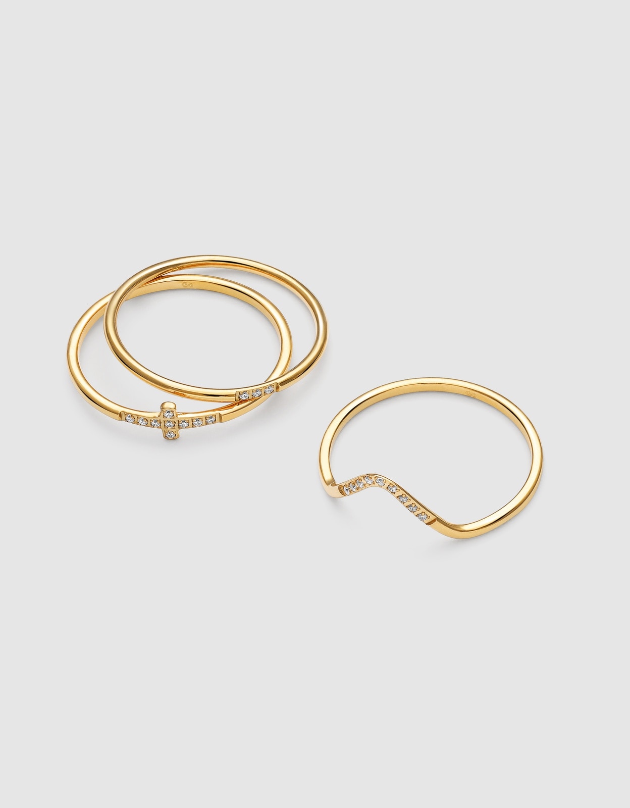 Anillo con piedras sparks de acero bañado en oro - Singularu - Dorado Dorado-4