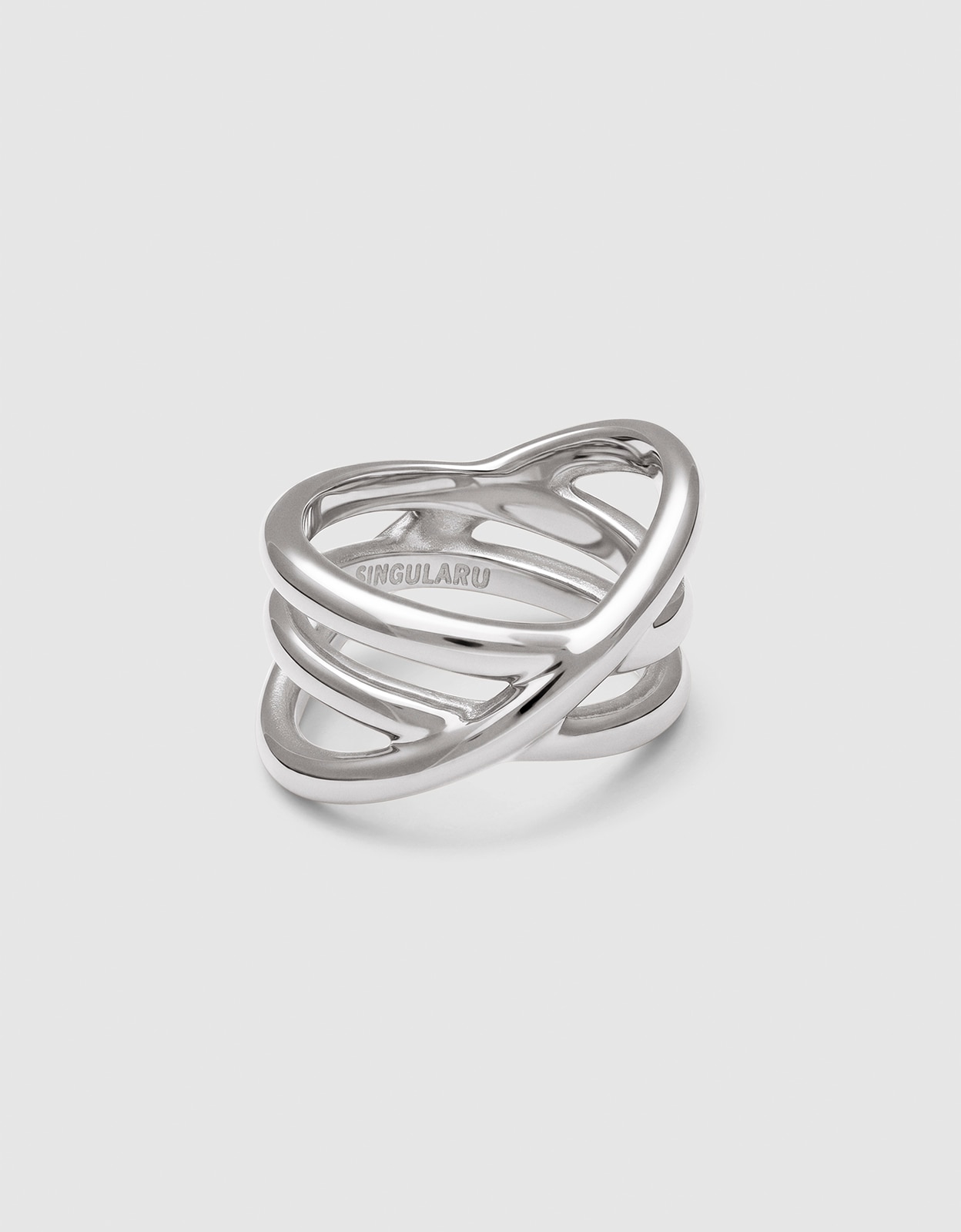 Anillo trinity de acero - Singularu - Plateado Plateado-1