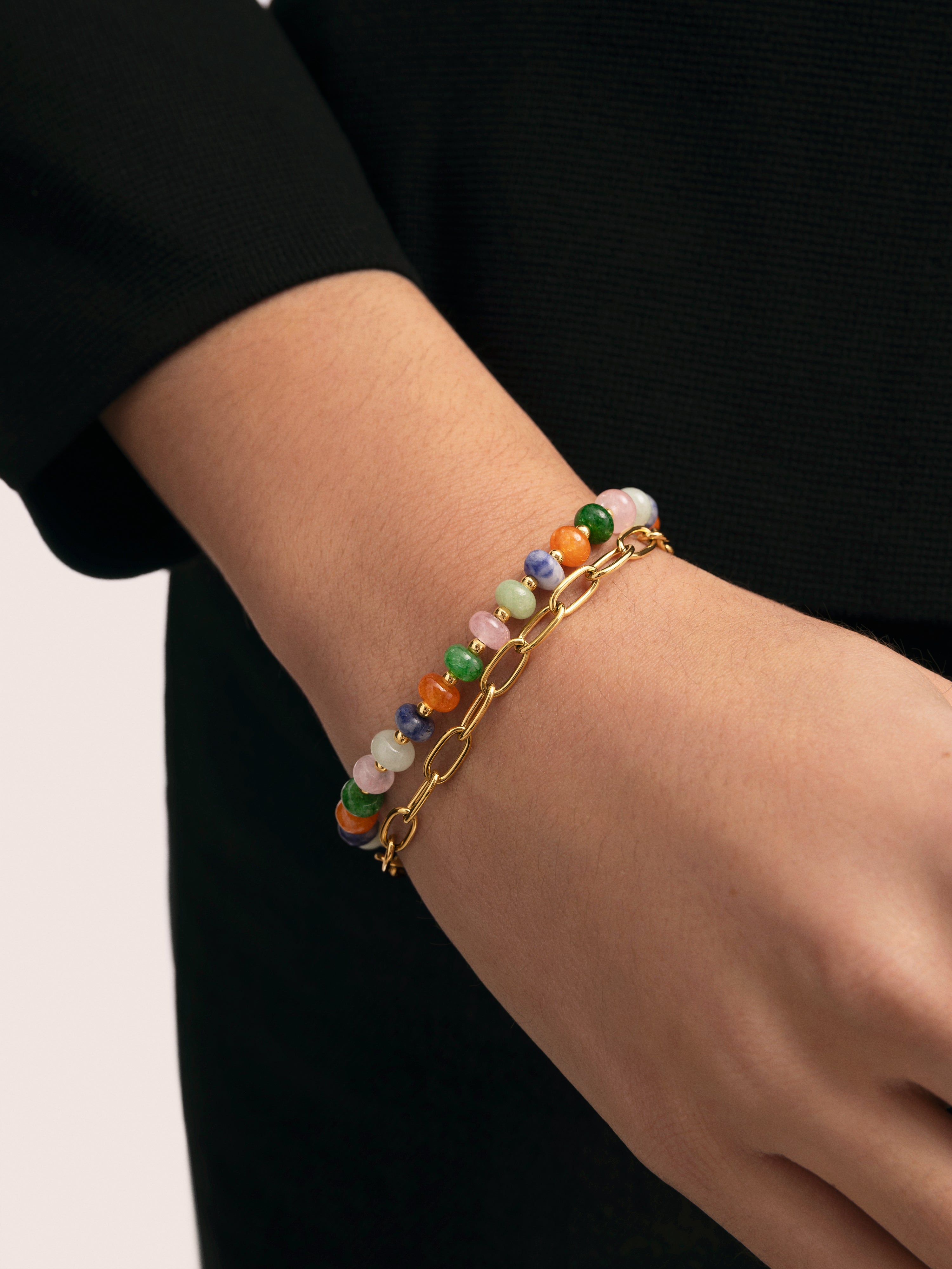 Pulseira de Elos Alpine Stones de Aço Banhado a Ouro Multicolor-2