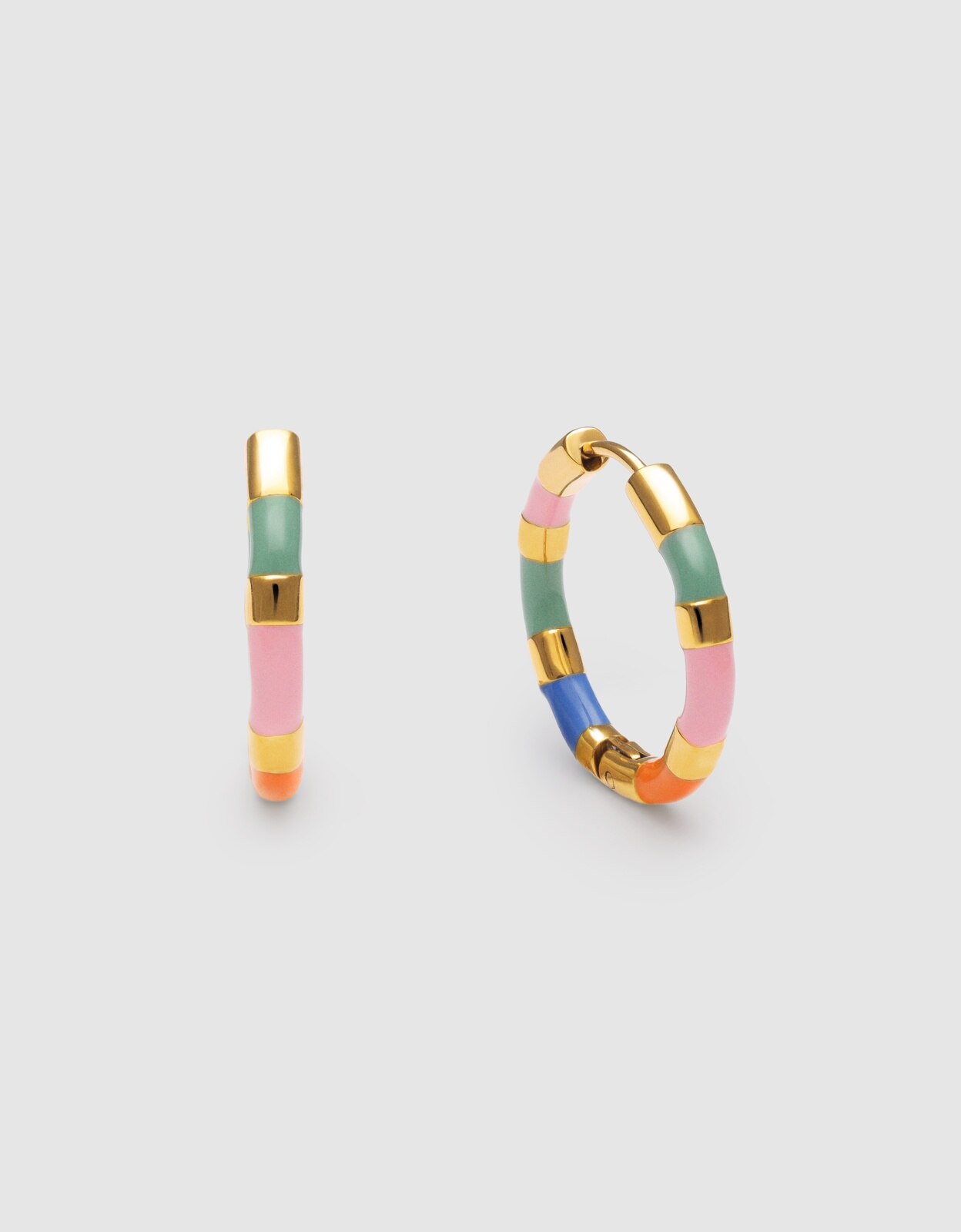 Pendientes aro carmen carla enamel de acero bañado en oro - Singularu - Multicolor Multicolor-1