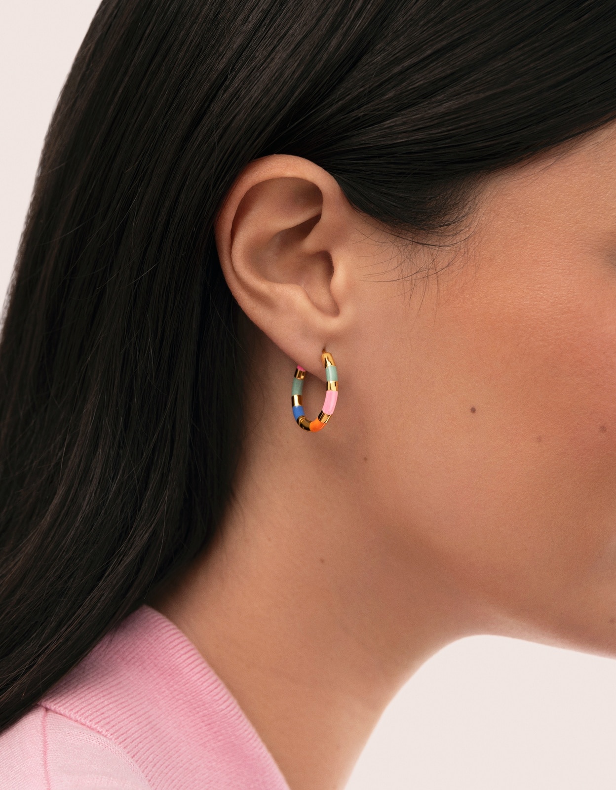 Pendientes aro carmen carla enamel de acero bañado en oro - Singularu - Multicolor Multicolor-2