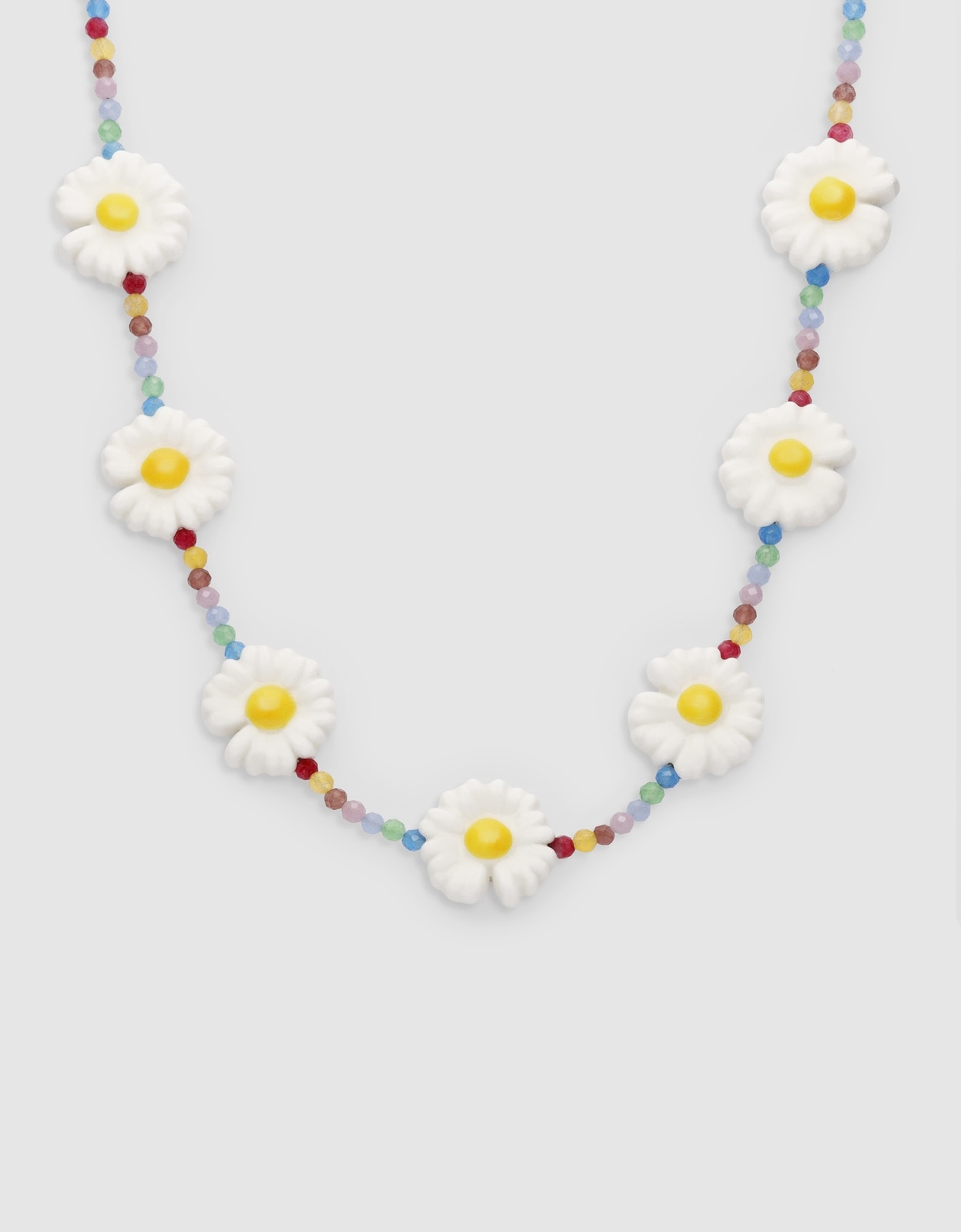 Imagen 0 de Collar long margarita de acero bañado en oro Blanco