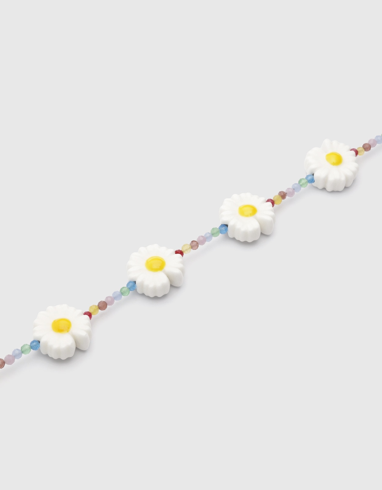 Collar long margarita de acero bañado en oro - Singularu - Blanco Blanco-3