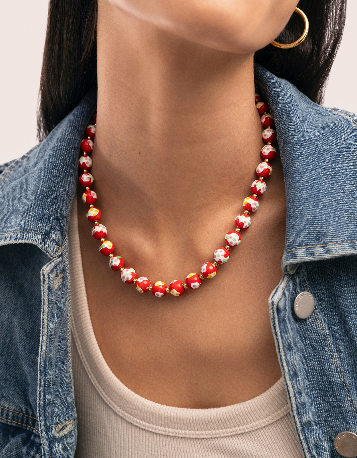 Collar carmesí de acero bañado en oro Rojo Singularu Rojo-2